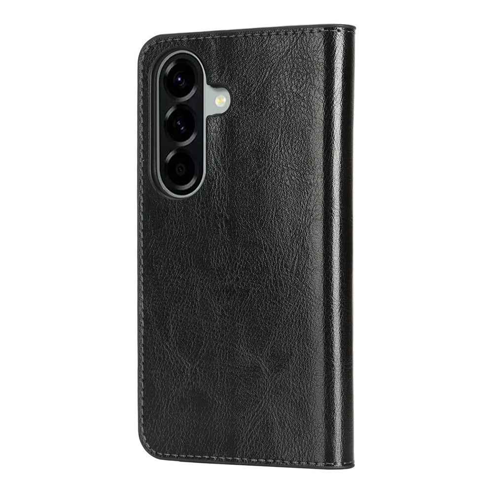 For Samsung Galaxy A57 5G Case Crazy Horse Texture Split Leather Wallet Phone Cover - Black