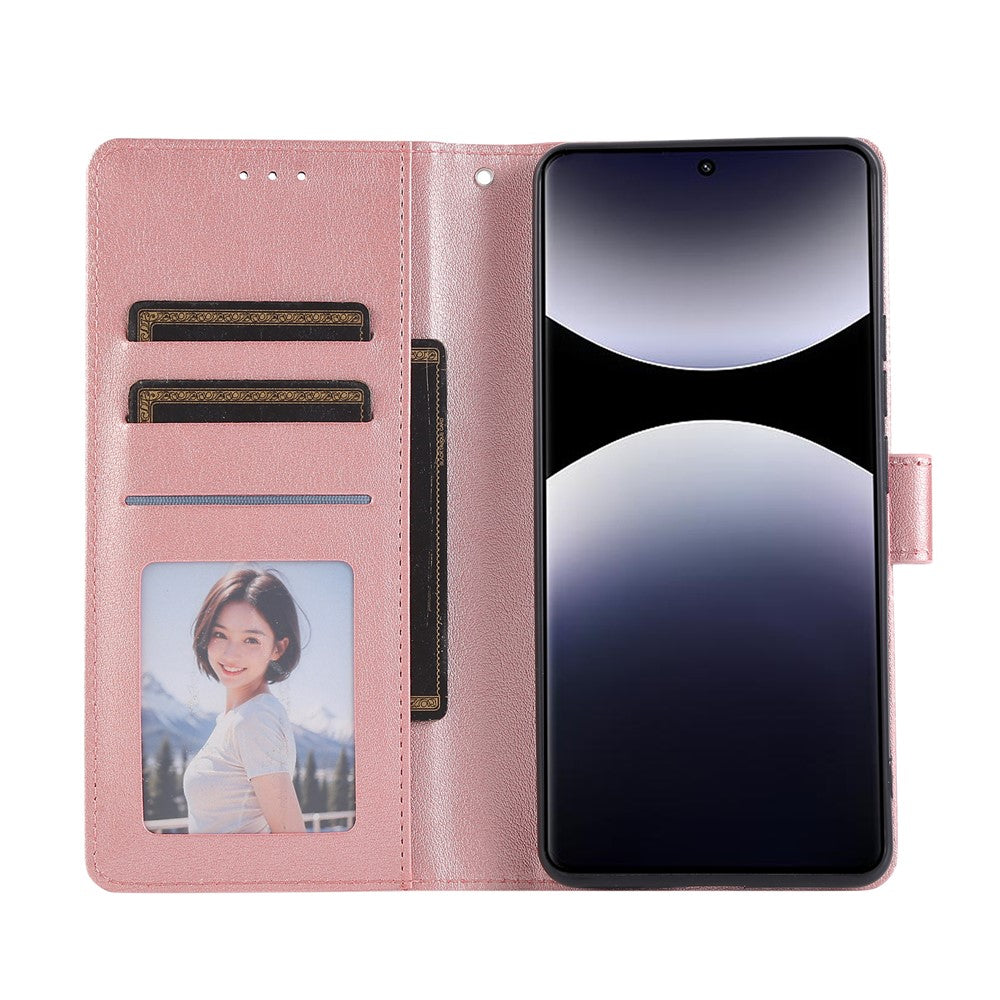 For Xiaomi Redmi Note 15 Pro 4G (Global) Case PU Leather Wallet Stand Phone Cover with Wrist Strap - Rose Gold