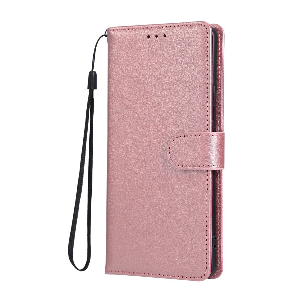 For Xiaomi Redmi Note 15 Pro 4G (Global) Case PU Leather Wallet Stand Phone Cover with Wrist Strap - Rose Gold