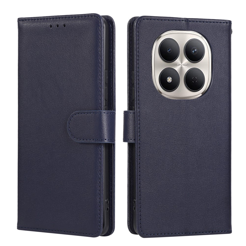 For Xiaomi Redmi Note 15 Pro 4G (Global) Case PU Leather Wallet Stand Phone Cover with Wrist Strap - Blue