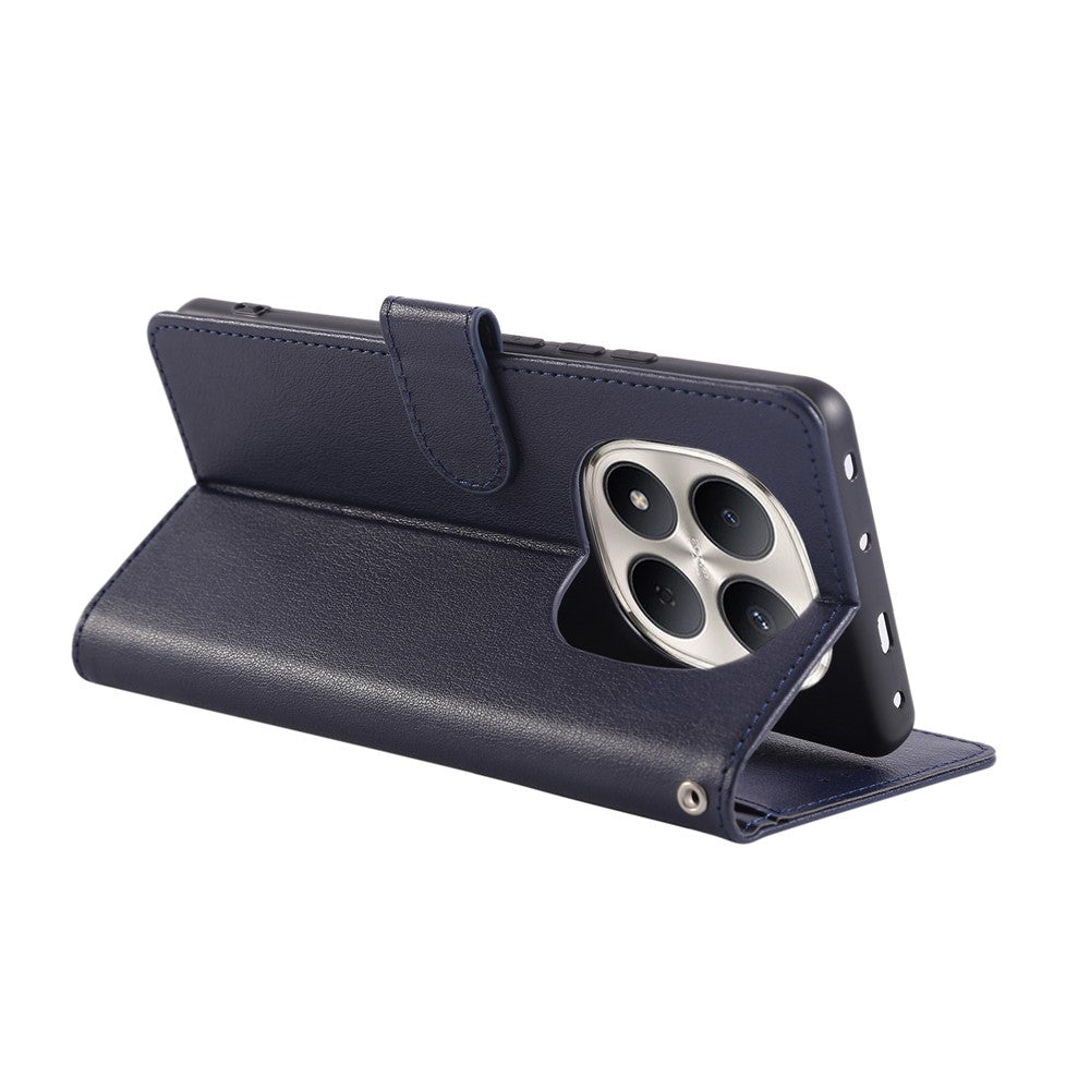 For Xiaomi Redmi Note 15 Pro 4G (Global) Case PU Leather Wallet Stand Phone Cover with Wrist Strap - Blue