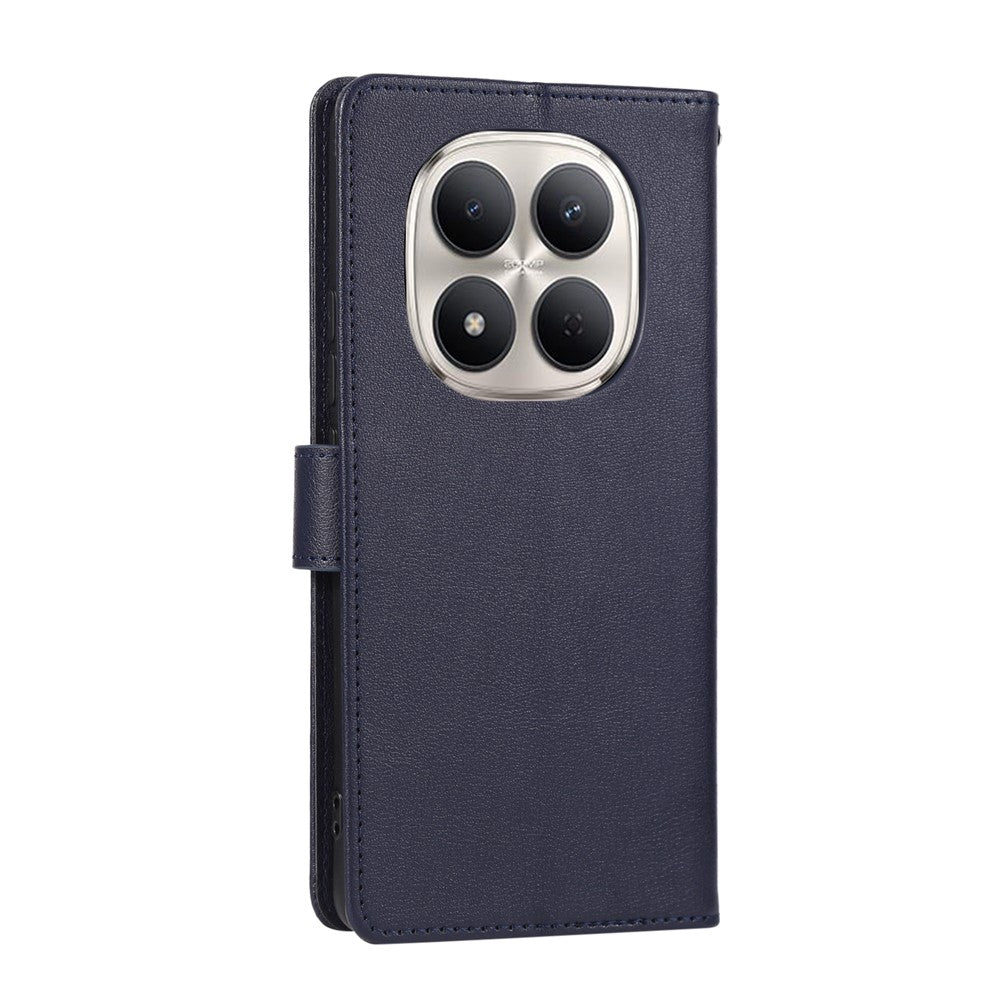 For Xiaomi Redmi Note 15 Pro 4G (Global) Case PU Leather Wallet Stand Phone Cover with Wrist Strap - Blue