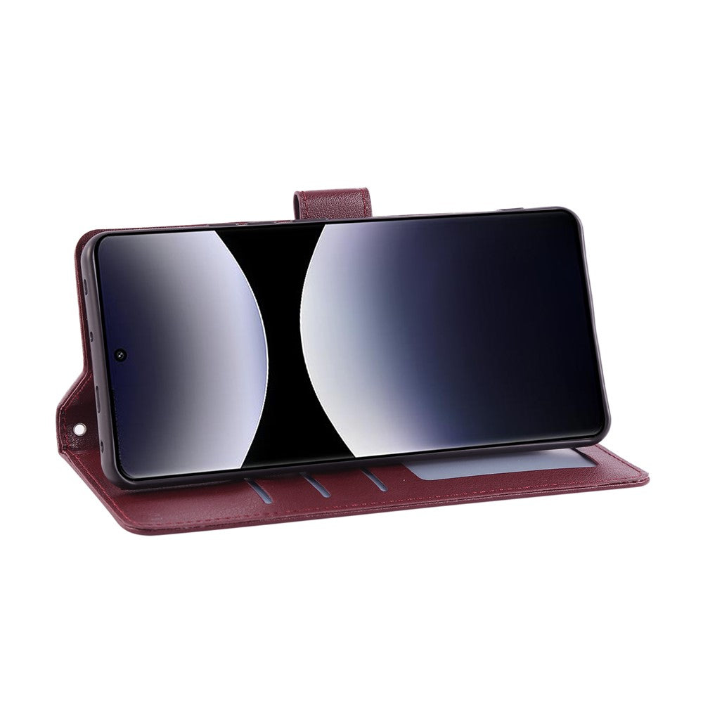 For Xiaomi Redmi Note 15 Pro 4G (Global) Case PU Leather Wallet Stand Phone Cover with Wrist Strap - Wine Red