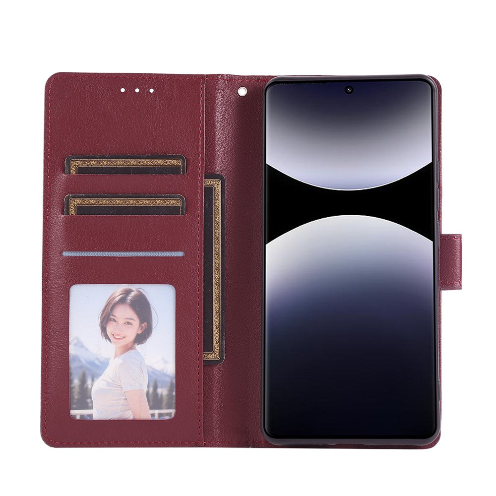 For Xiaomi Redmi Note 15 Pro 4G (Global) Case PU Leather Wallet Stand Phone Cover with Wrist Strap - Wine Red