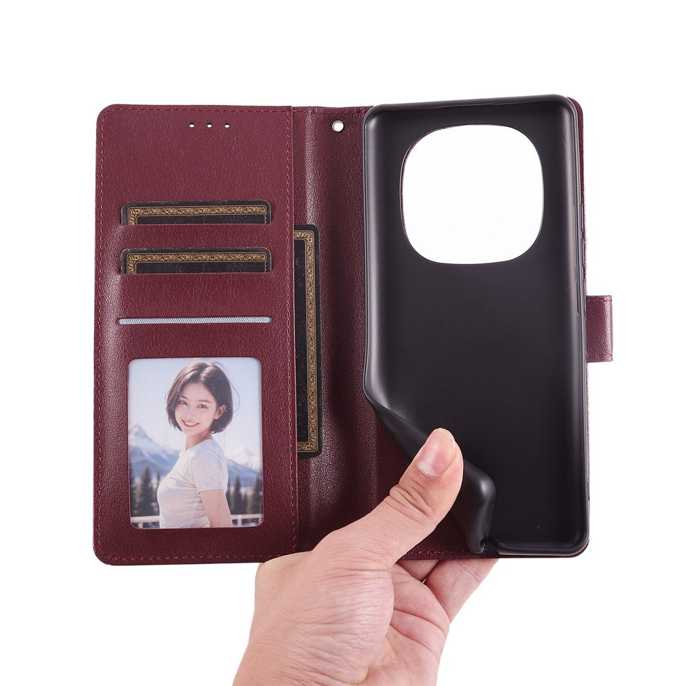 For Xiaomi Redmi Note 15 Pro 4G (Global) Case PU Leather Wallet Stand Phone Cover with Wrist Strap - Wine Red