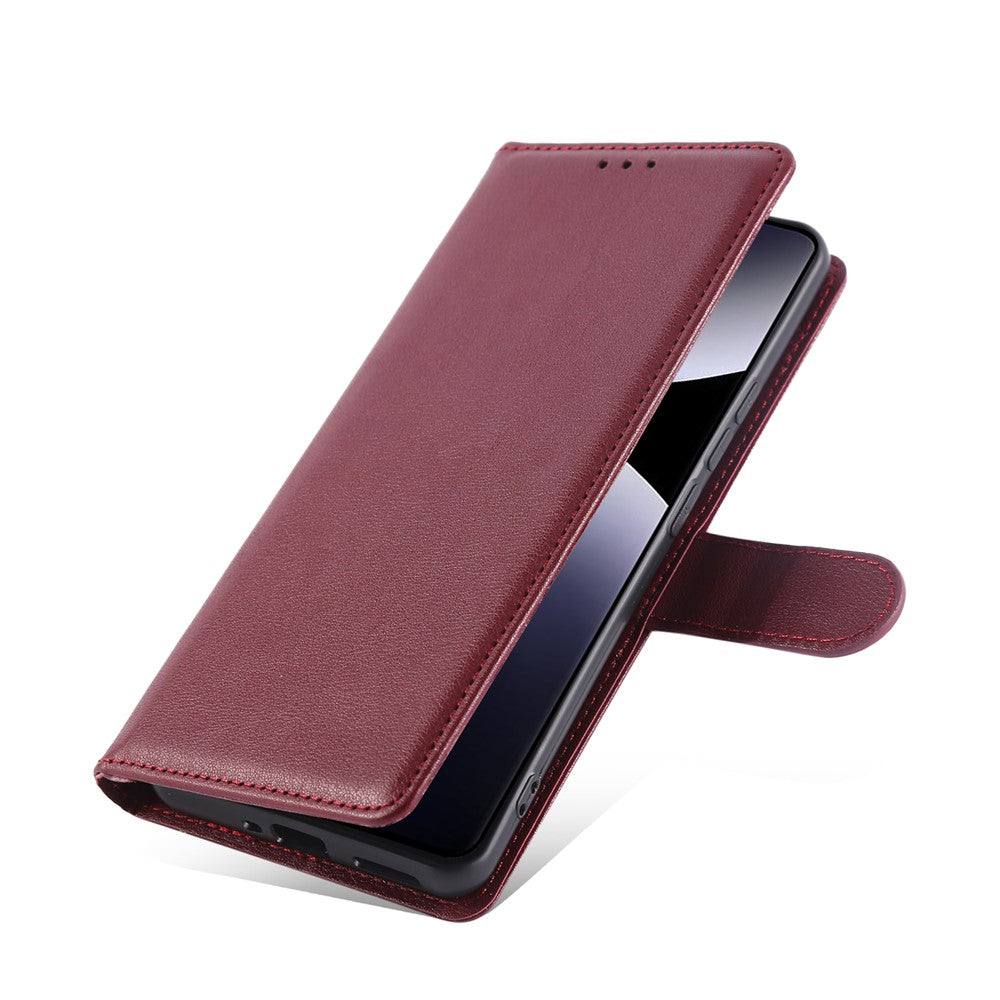 For Xiaomi Redmi Note 15 Pro 4G (Global) Case PU Leather Wallet Stand Phone Cover with Wrist Strap - Wine Red