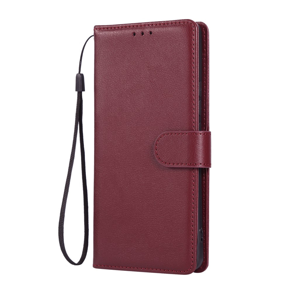 For Xiaomi Redmi Note 15 Pro 4G (Global) Case PU Leather Wallet Stand Phone Cover with Wrist Strap - Wine Red