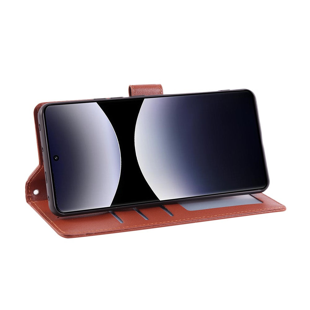 For Xiaomi Redmi Note 15 Pro 4G (Global) Case PU Leather Wallet Stand Phone Cover with Wrist Strap - Brown