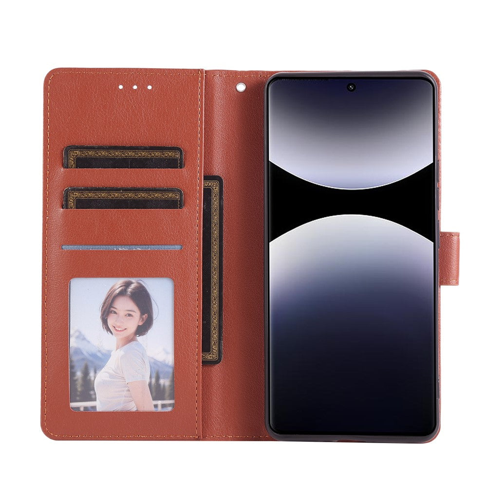 For Xiaomi Redmi Note 15 Pro 4G (Global) Case PU Leather Wallet Stand Phone Cover with Wrist Strap - Brown