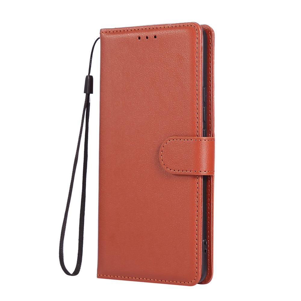 For Xiaomi Redmi Note 15 Pro 4G (Global) Case PU Leather Wallet Stand Phone Cover with Wrist Strap - Brown