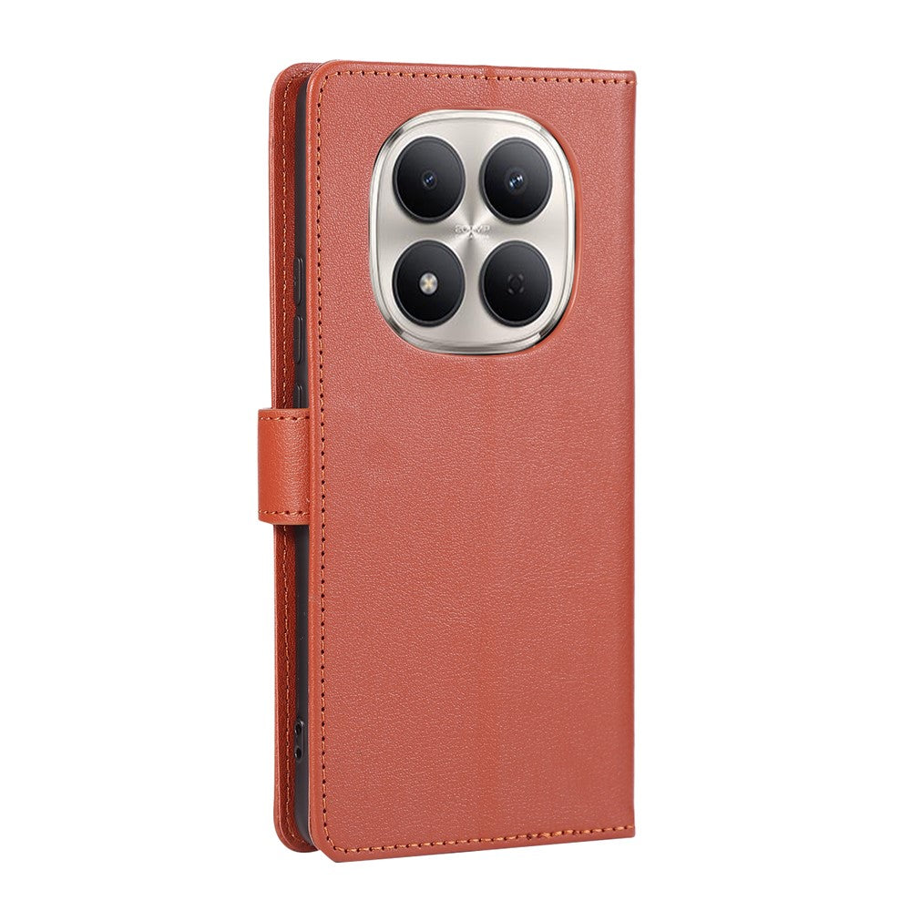 For Xiaomi Redmi Note 15 Pro 4G (Global) Case PU Leather Wallet Stand Phone Cover with Wrist Strap - Brown