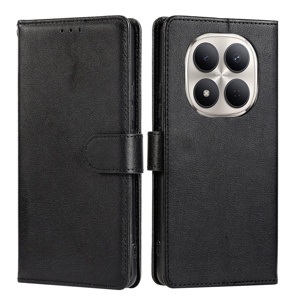For Xiaomi Redmi Note 15 Pro 4G (Global) Case PU Leather Wallet Stand Phone Cover with Wrist Strap - Black