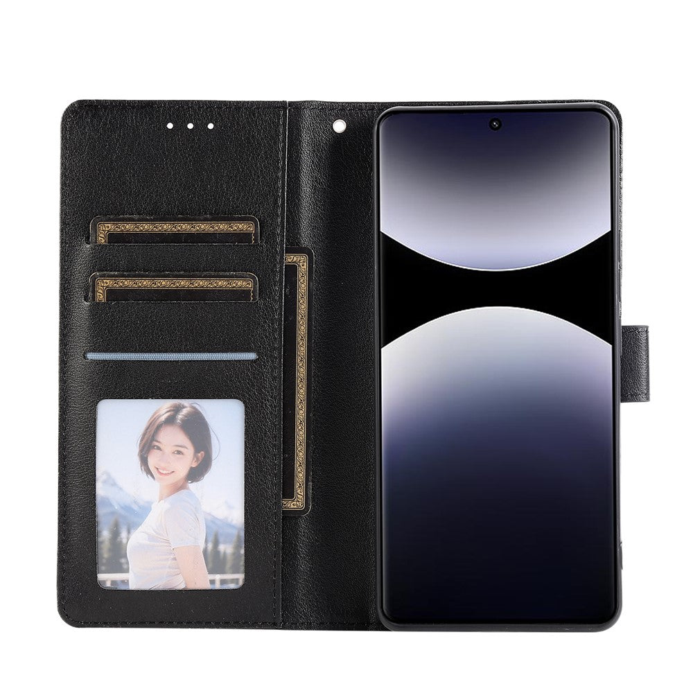 For Xiaomi Redmi Note 15 Pro 4G (Global) Case PU Leather Wallet Stand Phone Cover with Wrist Strap - Black