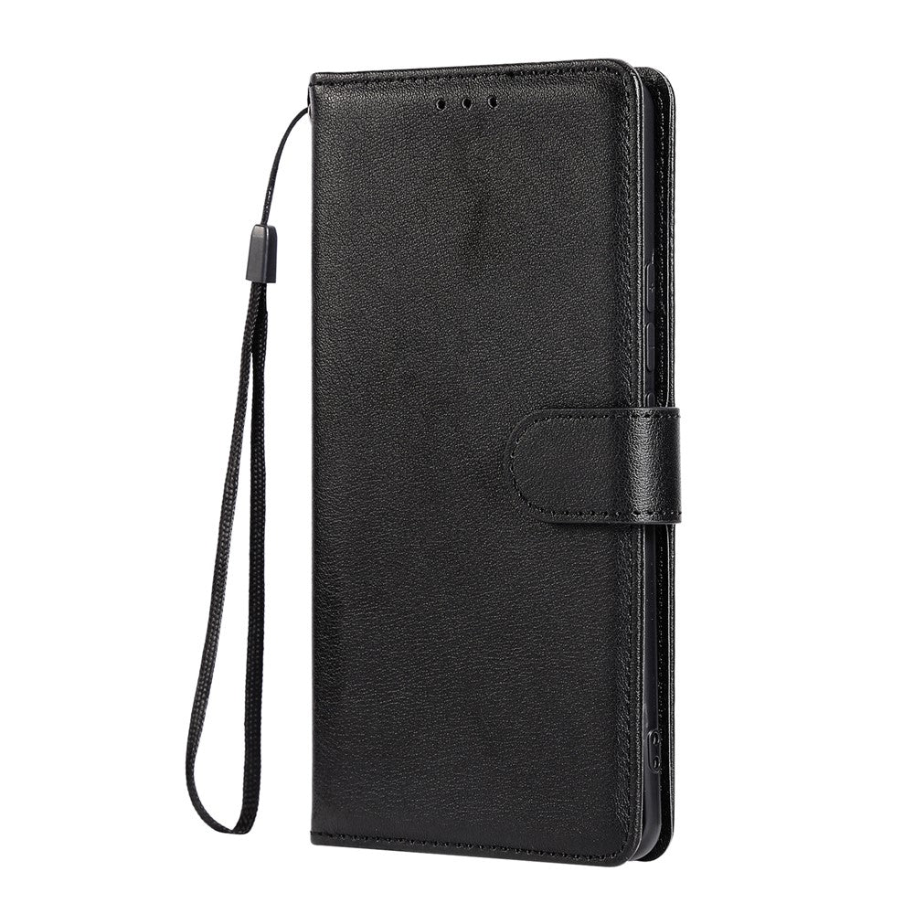 For Xiaomi Redmi Note 15 Pro 4G (Global) Case PU Leather Wallet Stand Phone Cover with Wrist Strap - Black