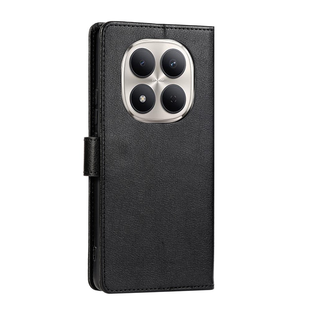For Xiaomi Redmi Note 15 Pro 4G (Global) Case PU Leather Wallet Stand Phone Cover with Wrist Strap - Black