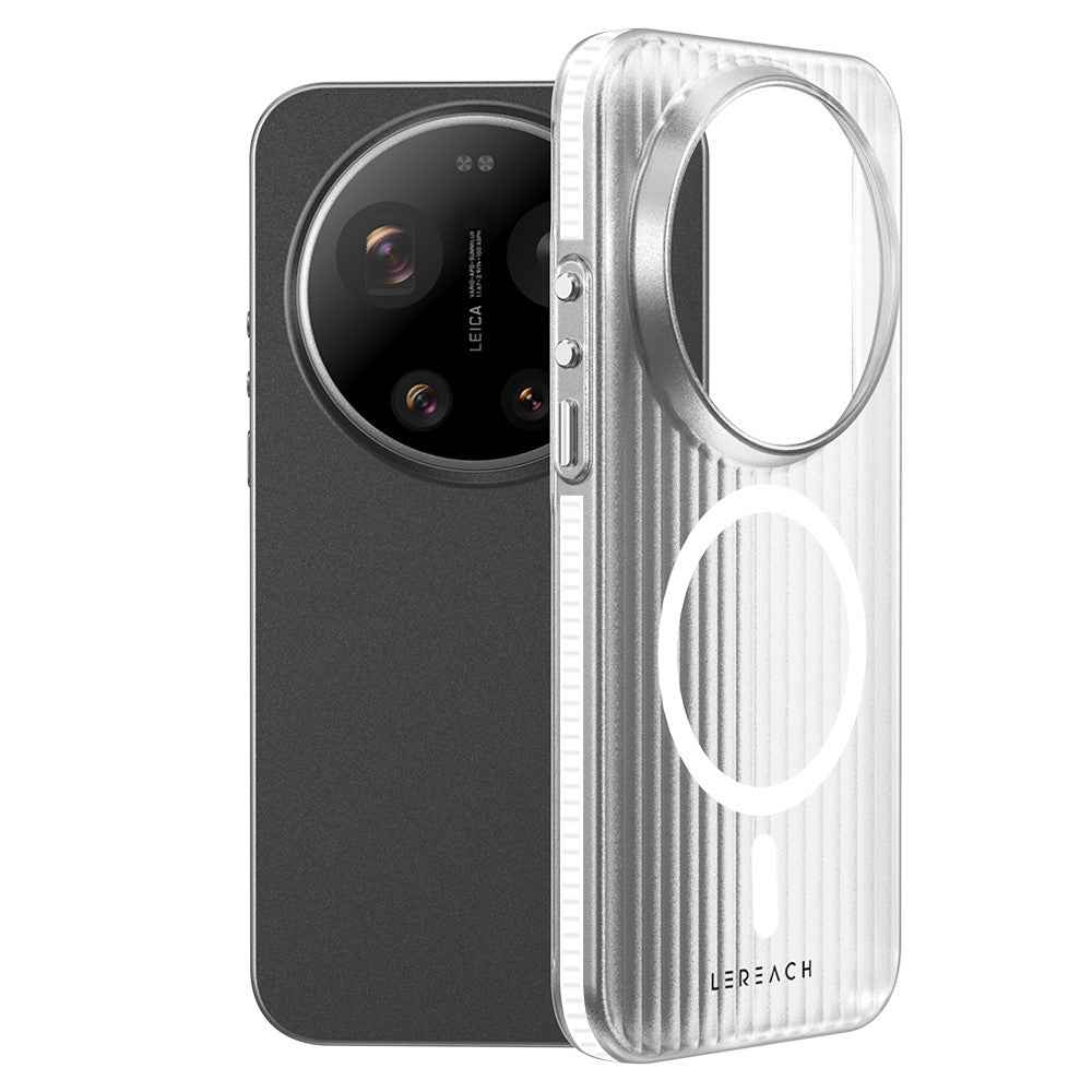 LEREACH TOC Series for Xiaomi 17 Ultra 5G Magnetic Case Flowing Grid PC Phone Cover - White