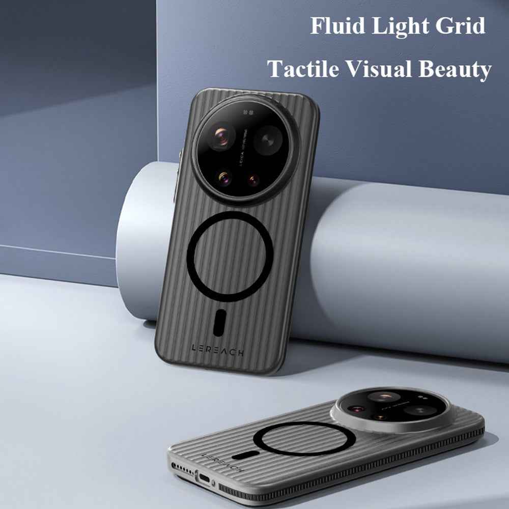 LEREACH TOC Series for Xiaomi 17 Ultra 5G Magnetic Case Flowing Grid PC Phone Cover - White