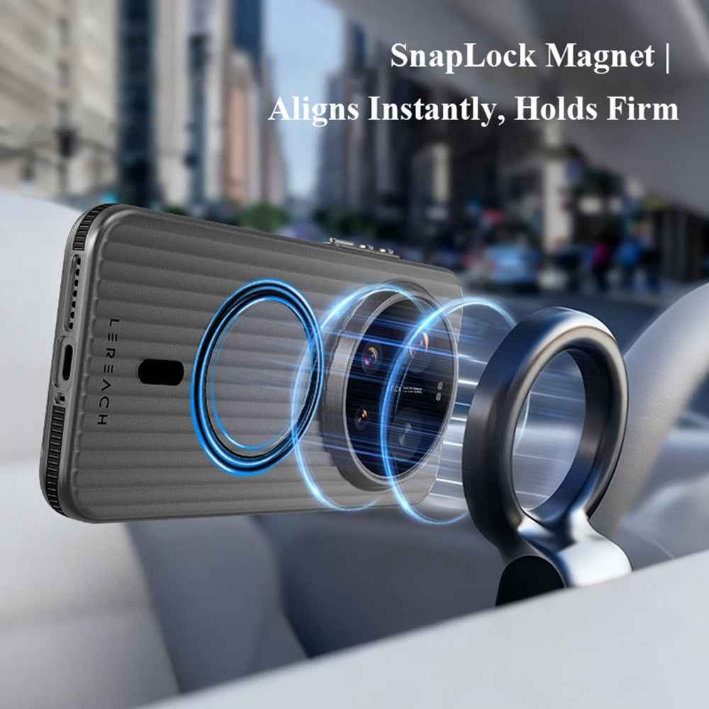 LEREACH TOC Series for Xiaomi 17 Ultra 5G Magnetic Case Flowing Grid PC Phone Cover - White