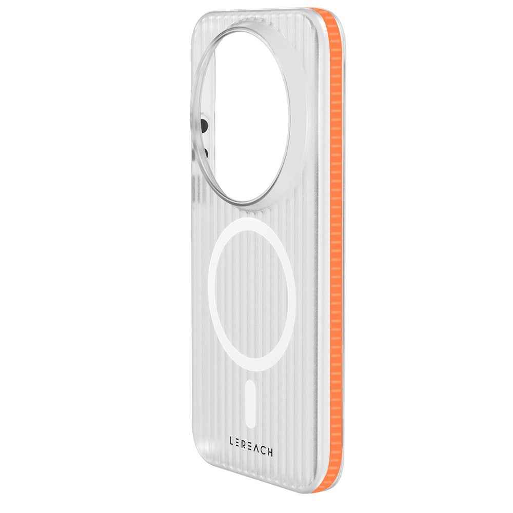 LEREACH TOC Series for Xiaomi 17 Ultra 5G Magnetic Case Flowing Grid PC Phone Cover - Orange
