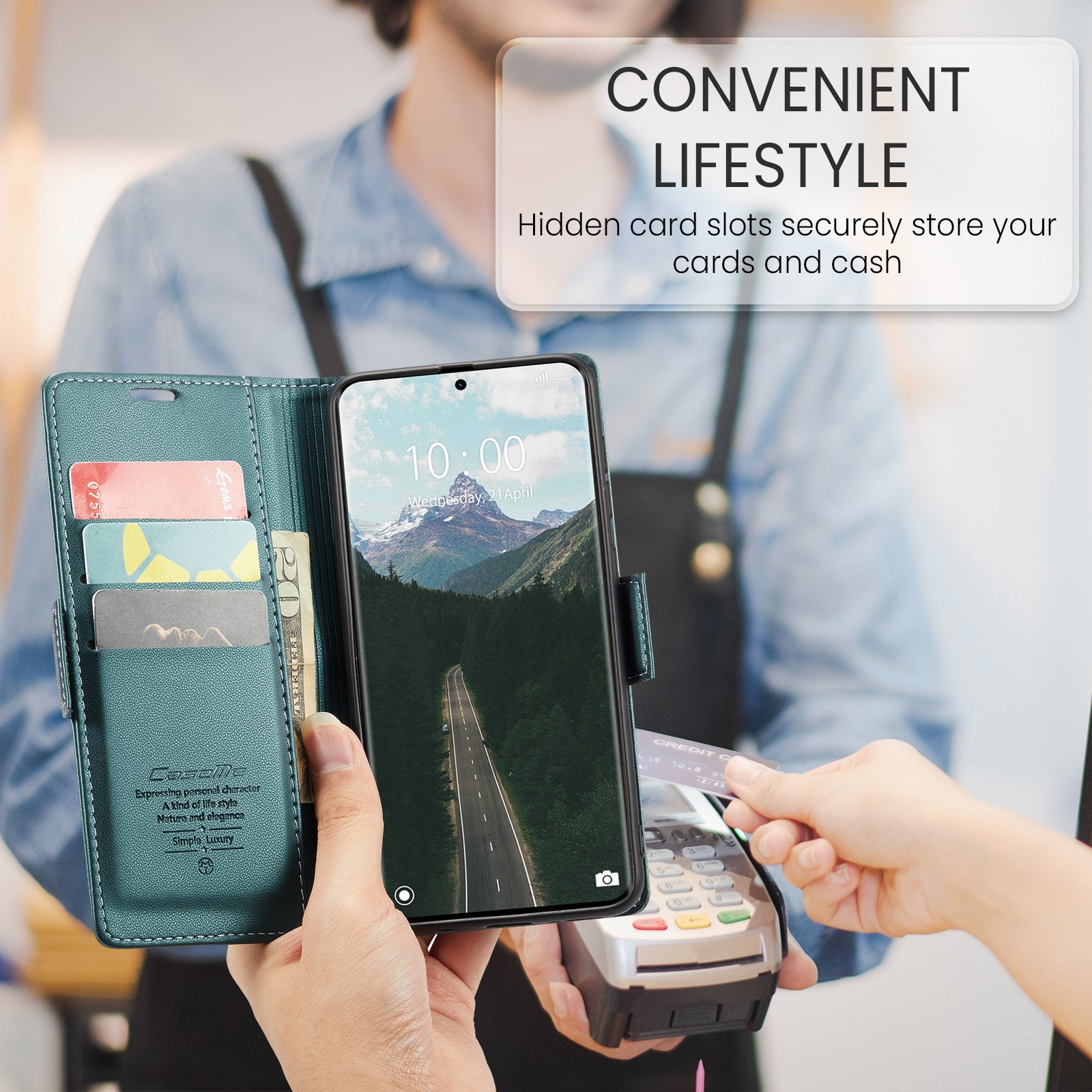 For Xiaomi Redmi Note 15 5G (Global) / Xiaomi Poco M8 5G / Xiaomi Redmi Note 15 4G (Global) Case CASEME 023 Series RFID Blocking Wallet Stand Glossy Litchi Texture Leather Phone Cover - Green
