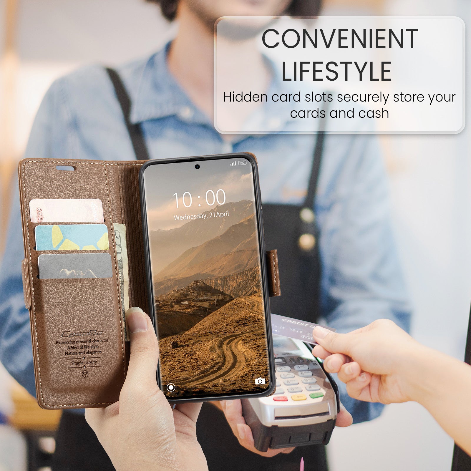 For Xiaomi Redmi Note 15 5G (Global) / Xiaomi Poco M8 5G / Xiaomi Redmi Note 15 4G (Global) Case CASEME 023 Series RFID Blocking Wallet Stand Glossy Litchi Texture Leather Phone Cover - Brown