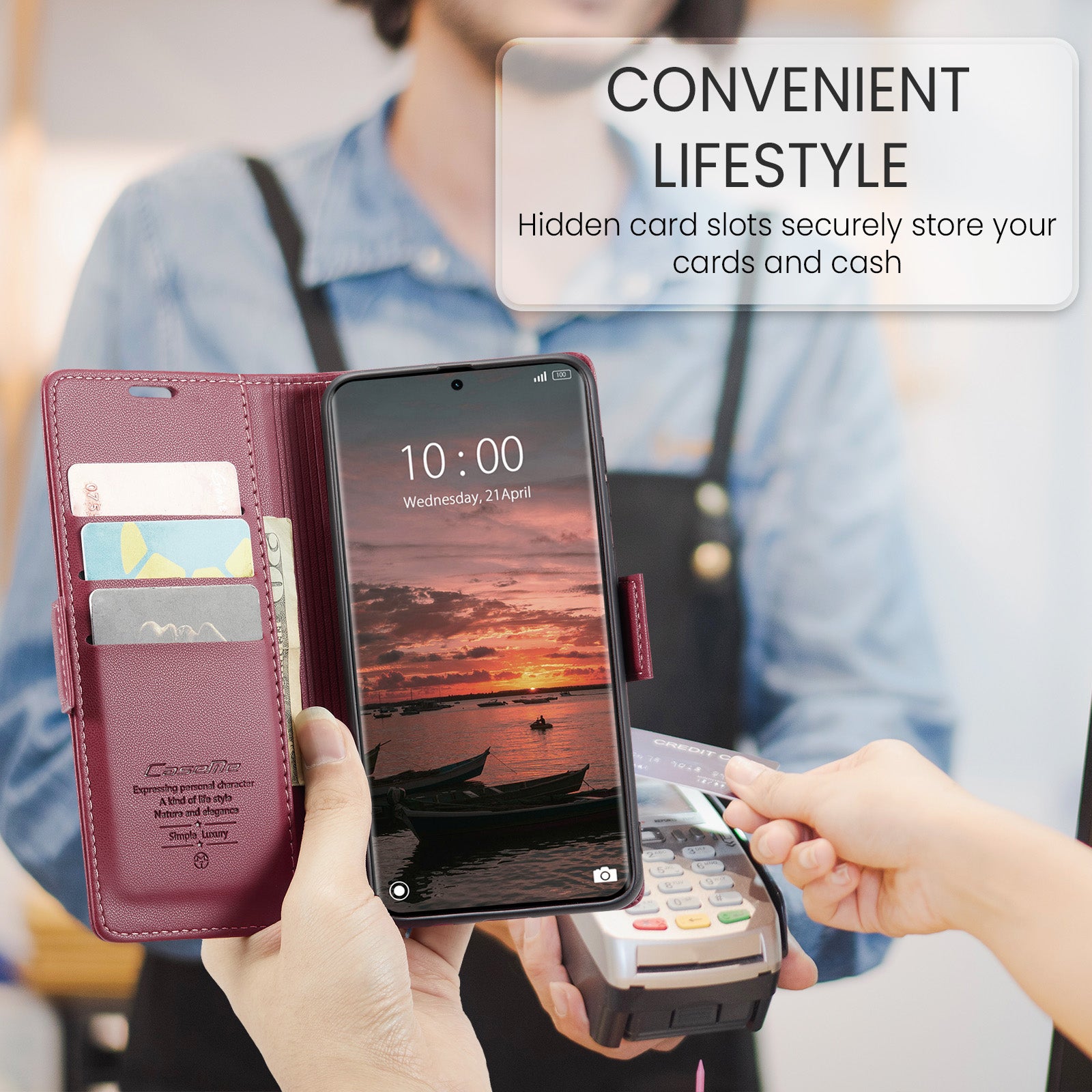 For Xiaomi Redmi Note 15 5G (Global) / Xiaomi Poco M8 5G / Xiaomi Redmi Note 15 4G (Global) Case CASEME 023 Series RFID Blocking Wallet Stand Glossy Litchi Texture Leather Phone Cover - Red