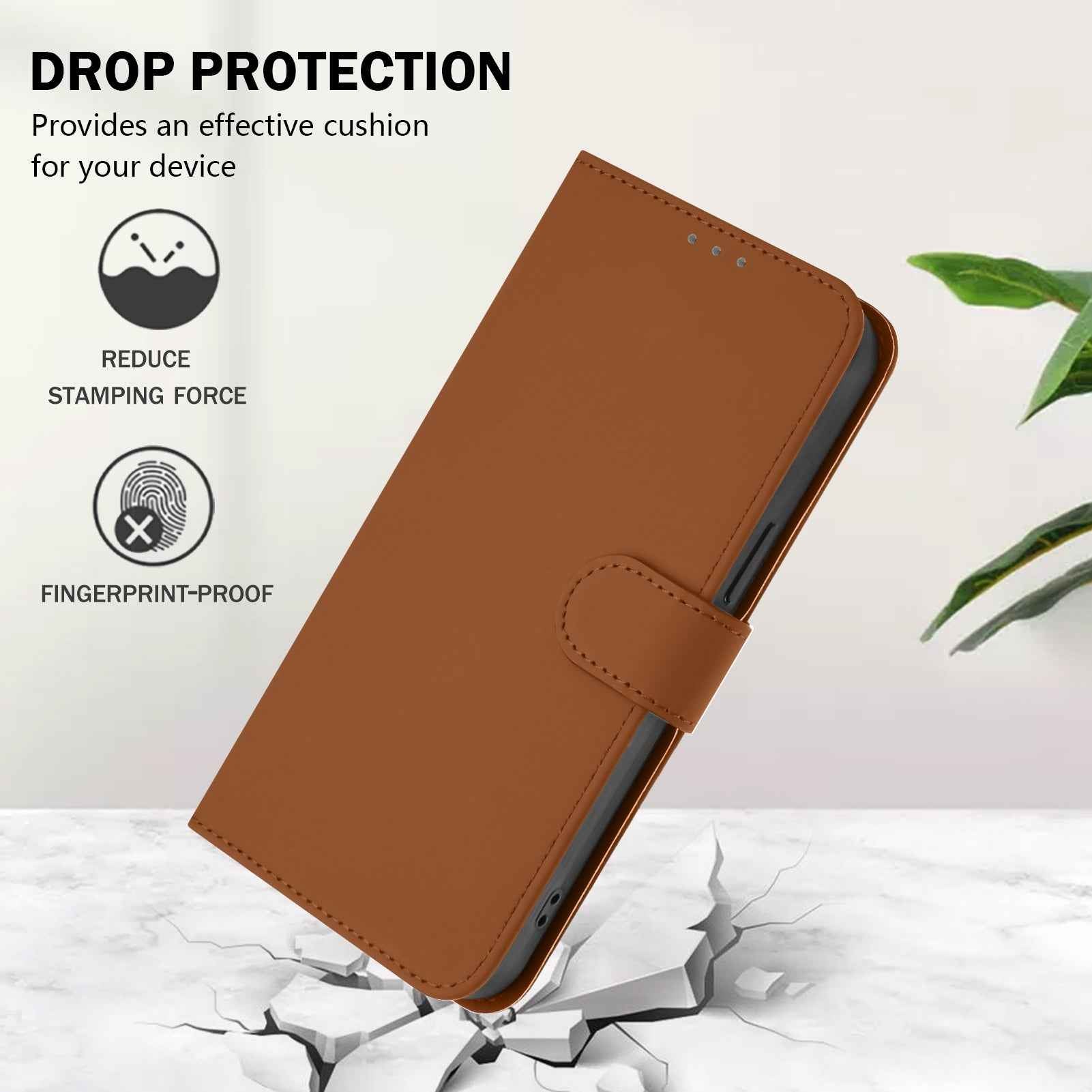 For Samsung Galaxy A57 5G Case Solid Color Wallet Leather Phone Cover with Strap - Brown