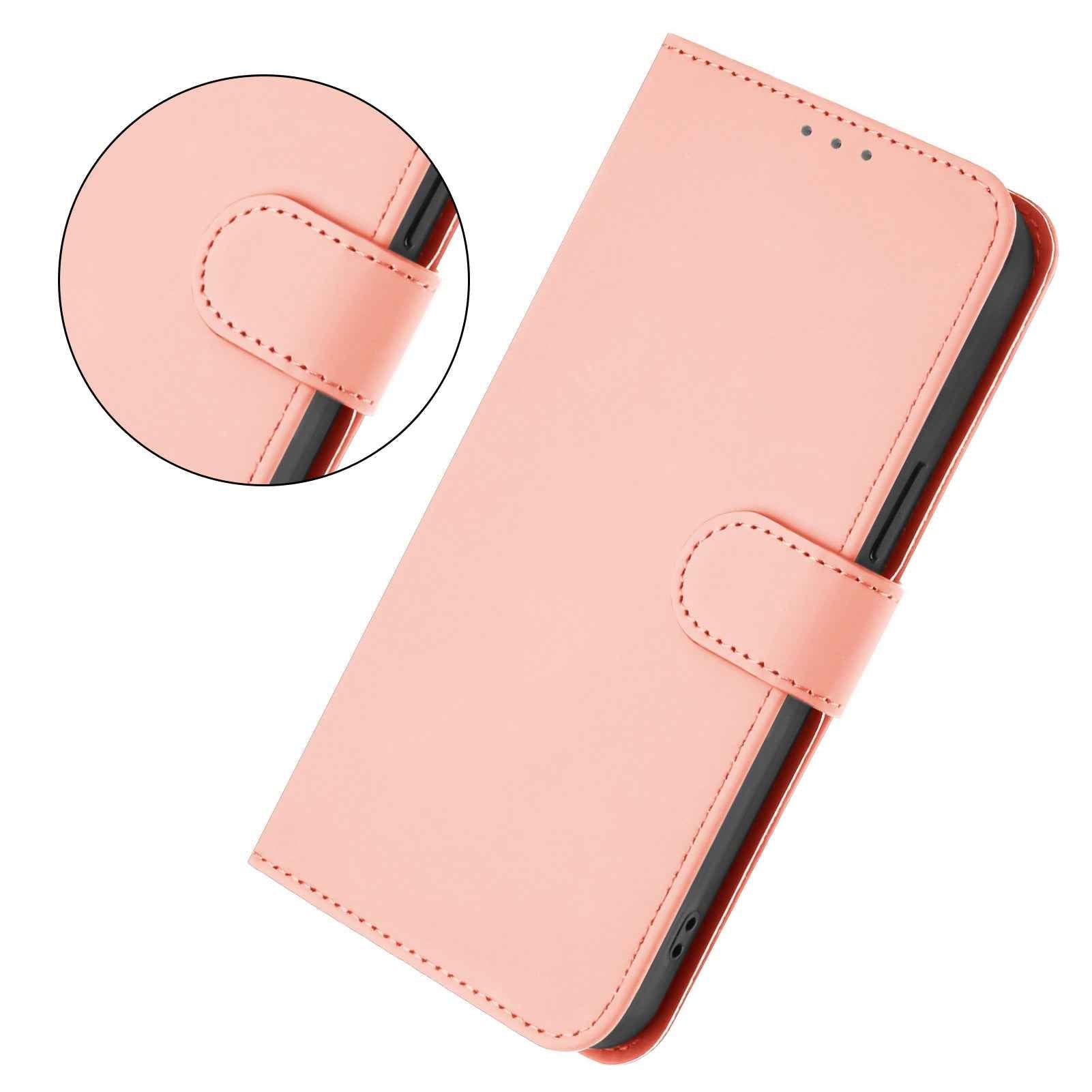 For Samsung Galaxy A57 5G Case Solid Color Wallet Leather Phone Cover with Strap - Pink