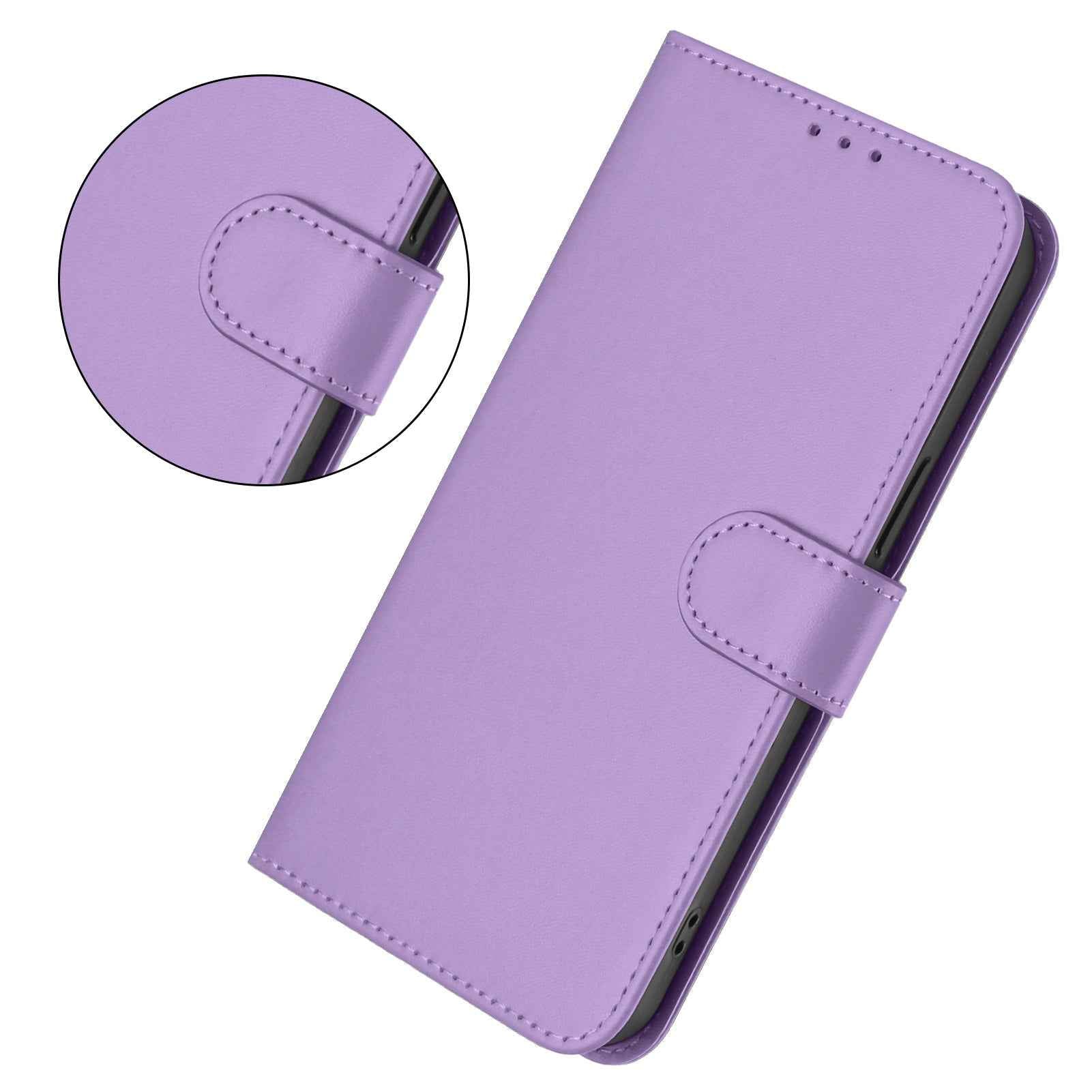 For Samsung Galaxy A57 5G Case Solid Color Wallet Leather Phone Cover with Strap - Lavender