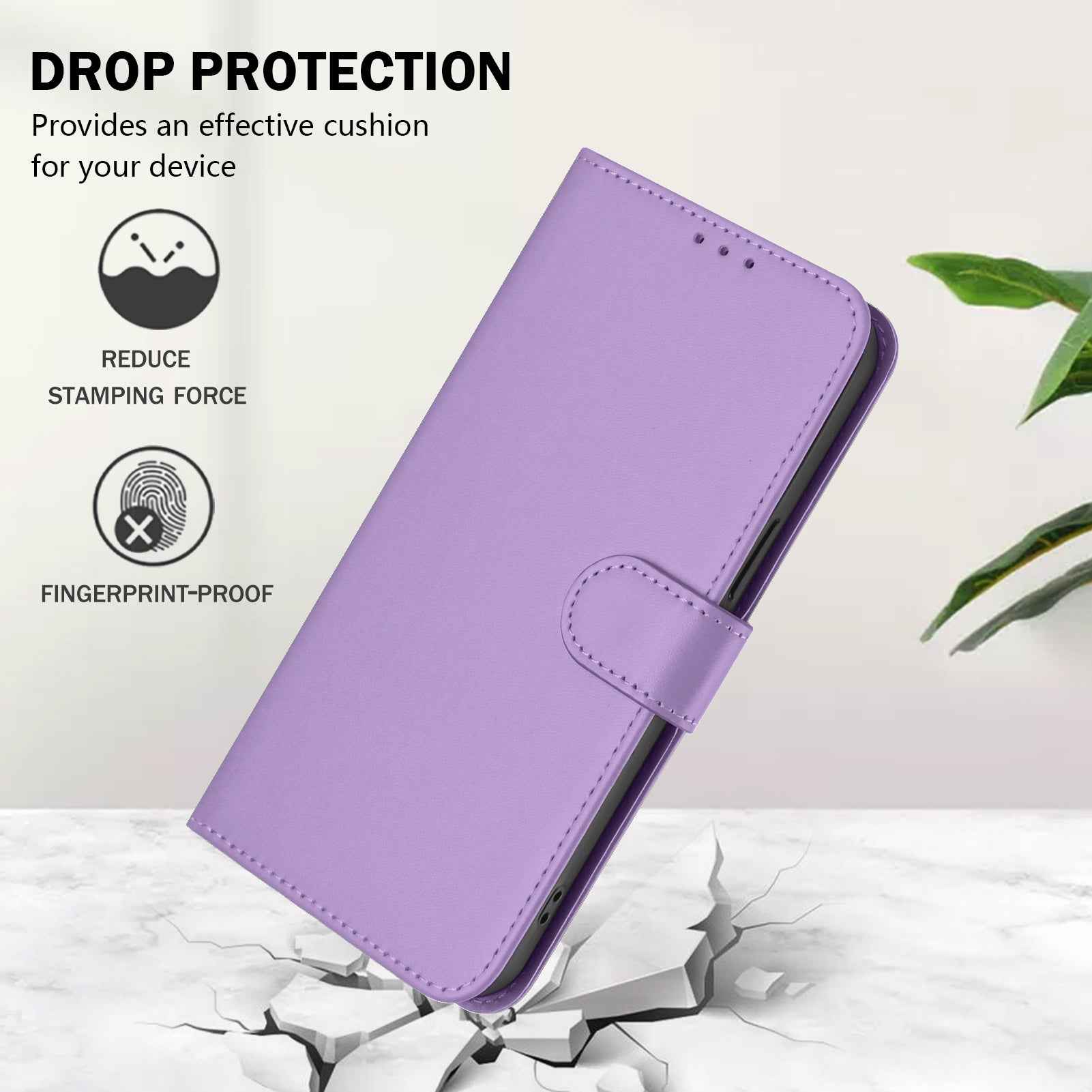 For Samsung Galaxy A57 5G Case Solid Color Wallet Leather Phone Cover with Strap - Lavender