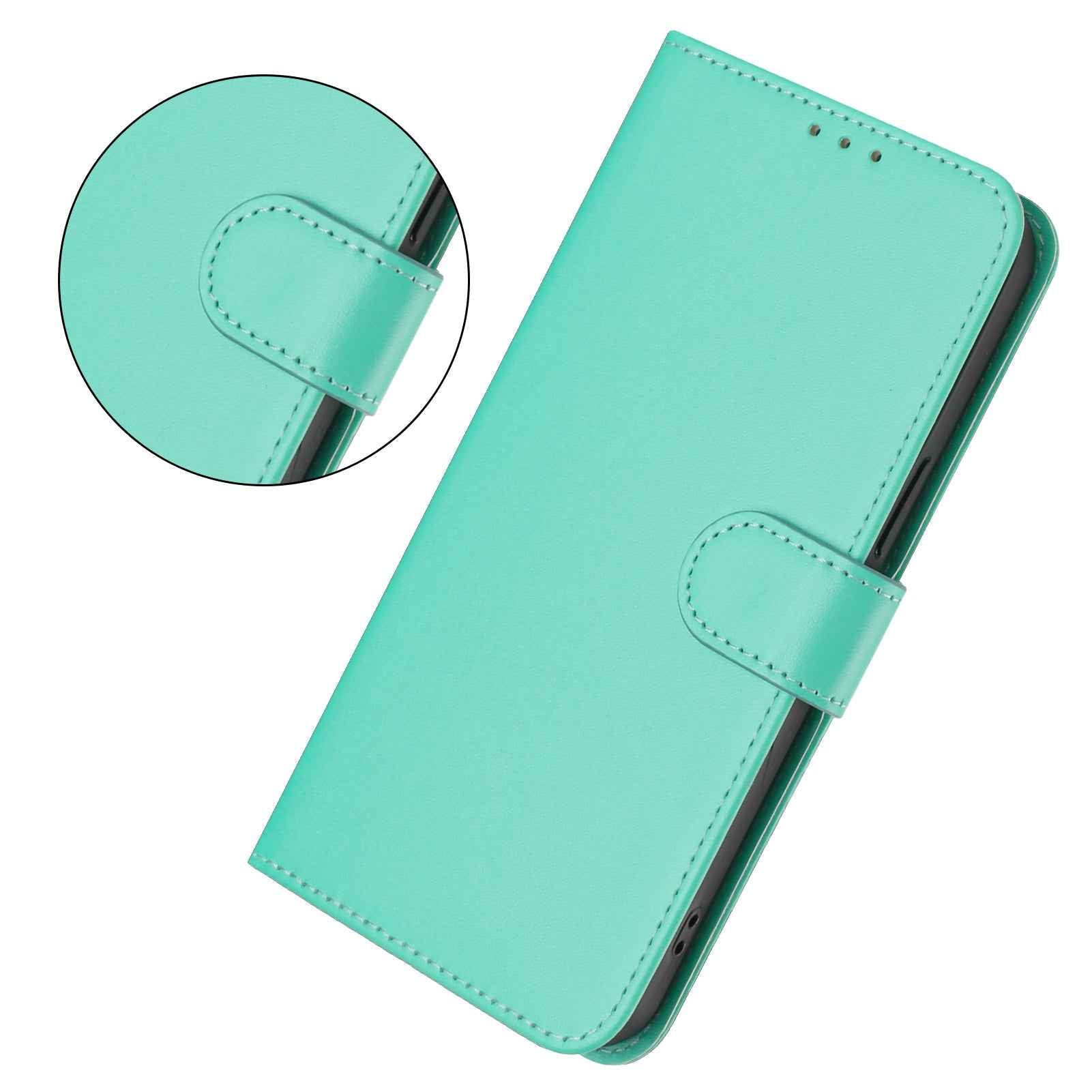 For Samsung Galaxy A57 5G Case Solid Color Wallet Leather Phone Cover with Strap - Green