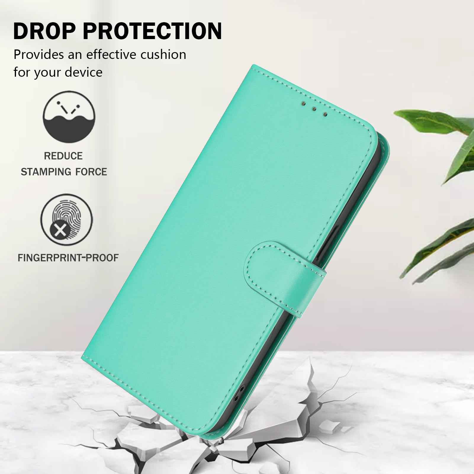 For Samsung Galaxy A57 5G Case Solid Color Wallet Leather Phone Cover with Strap - Green