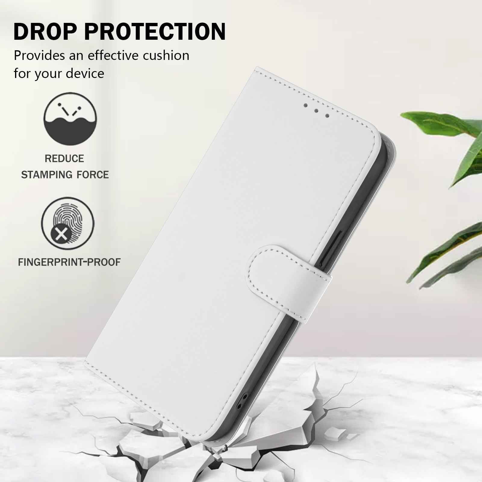 For Samsung Galaxy A57 5G Case Solid Color Wallet Leather Phone Cover with Strap - White
