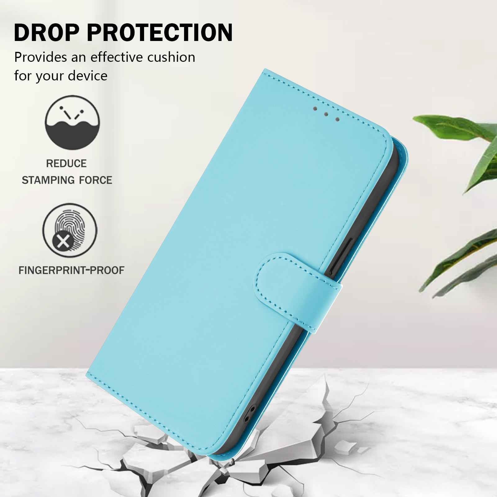 For Samsung Galaxy A57 5G Case Solid Color Wallet Leather Phone Cover with Strap - Sky Blue