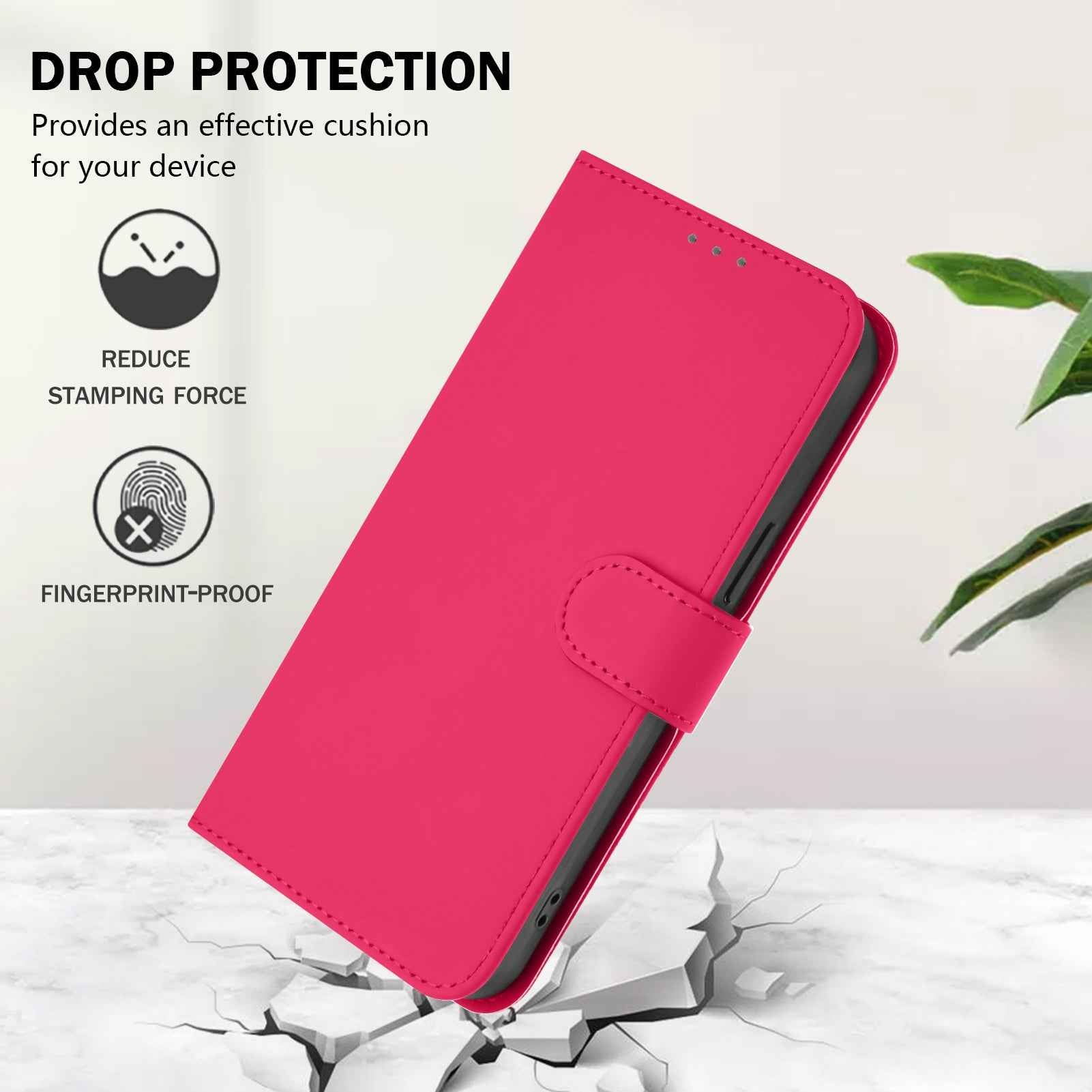 For Samsung Galaxy A57 5G Case Solid Color Wallet Leather Phone Cover with Strap - Rose Red