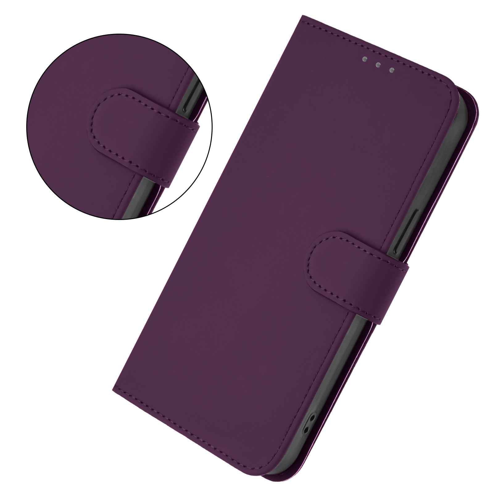 For Samsung Galaxy A57 5G Case Solid Color Wallet Leather Phone Cover with Strap - Voilet