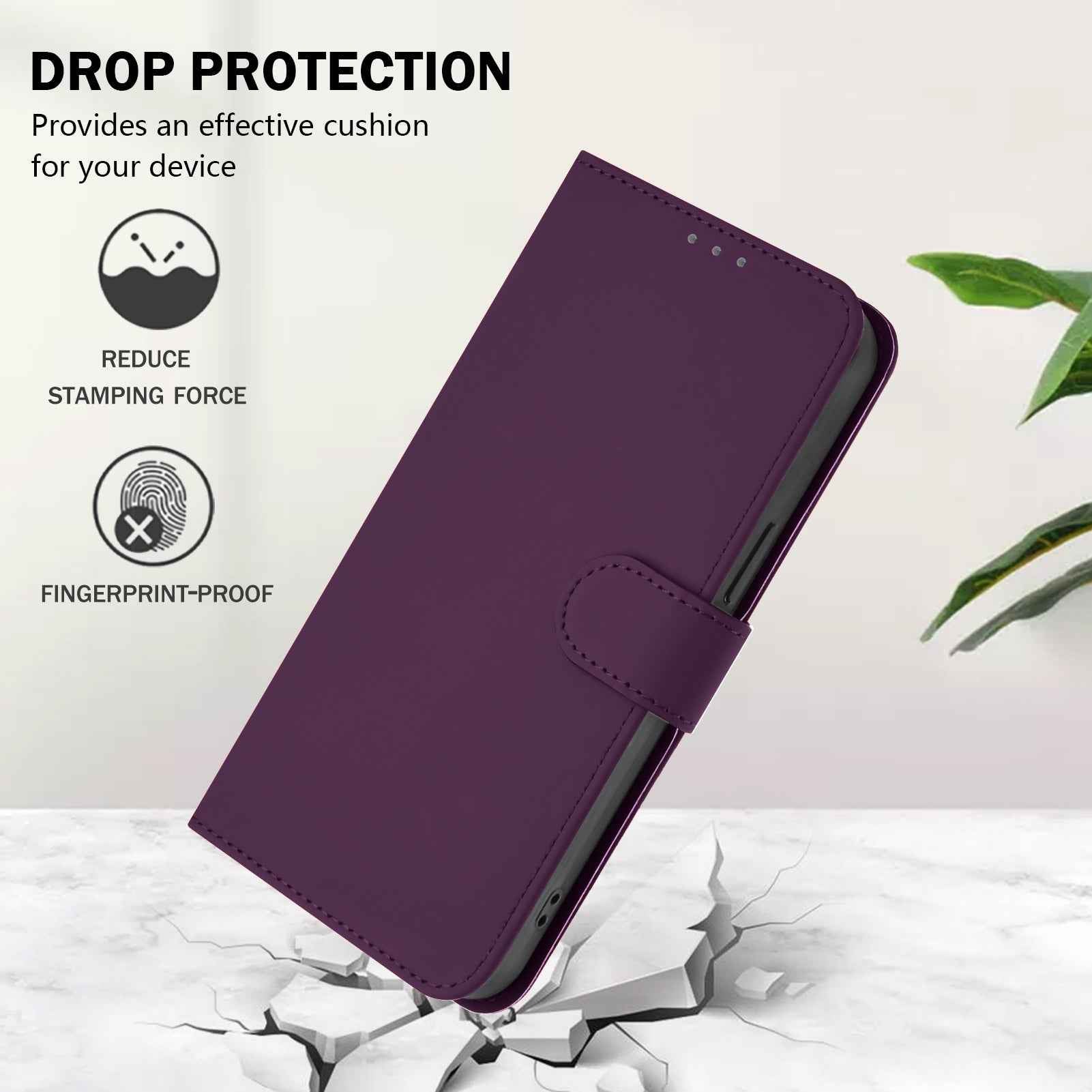 For Samsung Galaxy A57 5G Case Solid Color Wallet Leather Phone Cover with Strap - Voilet