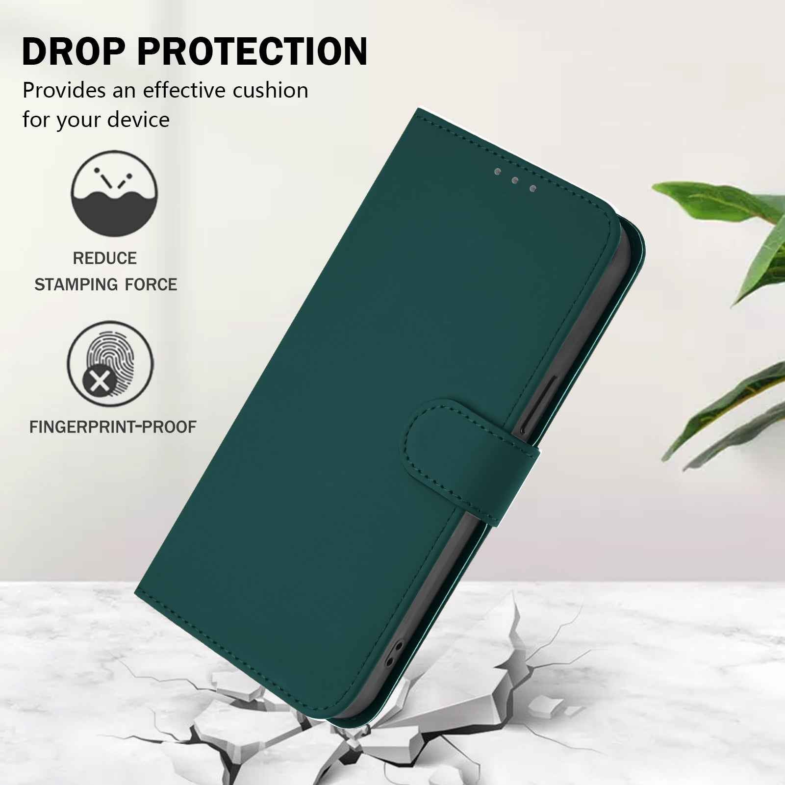 For Samsung Galaxy A57 5G Case Solid Color Wallet Leather Phone Cover with Strap - Dark Green