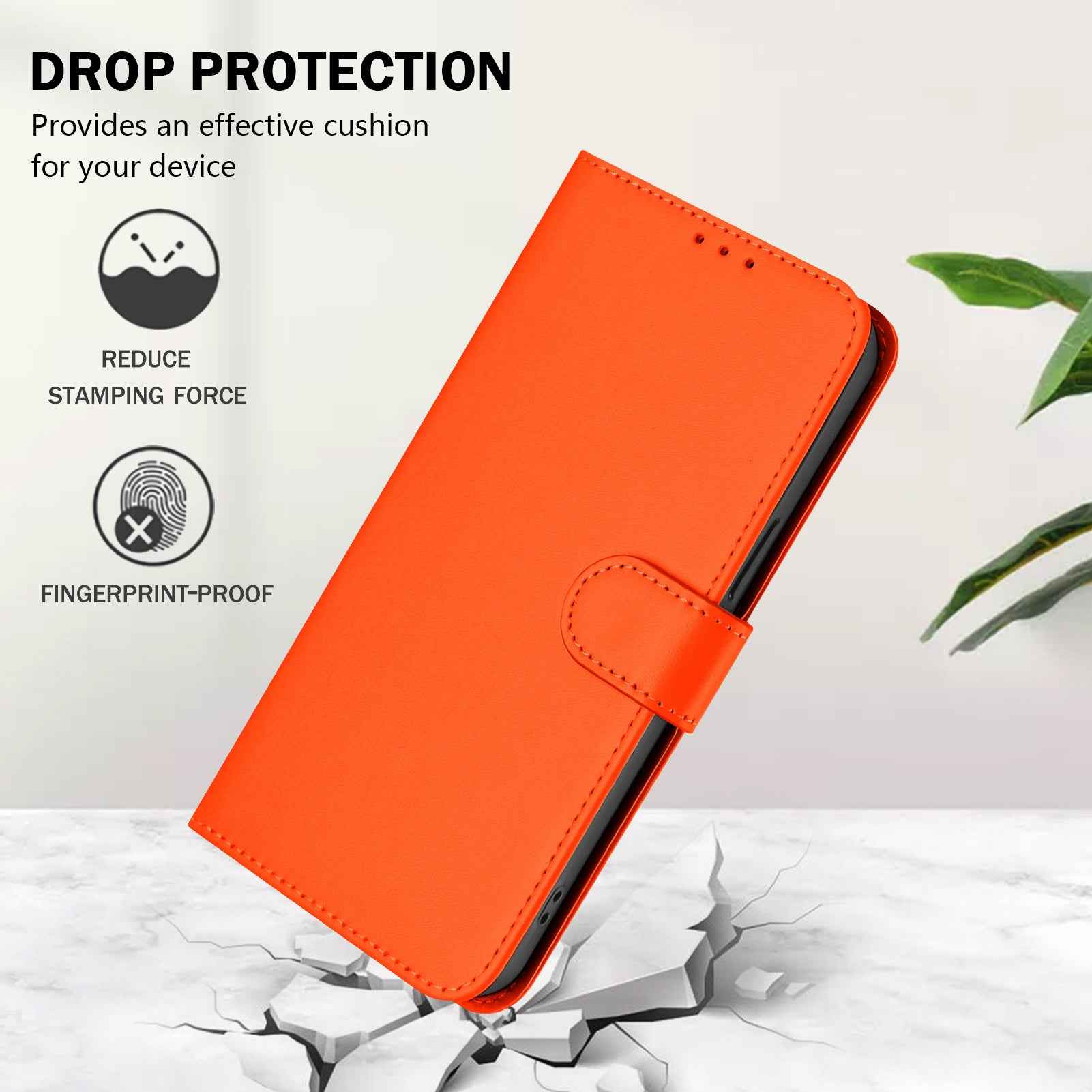 For Samsung Galaxy A57 5G Case Solid Color Wallet Leather Phone Cover with Strap - Orange