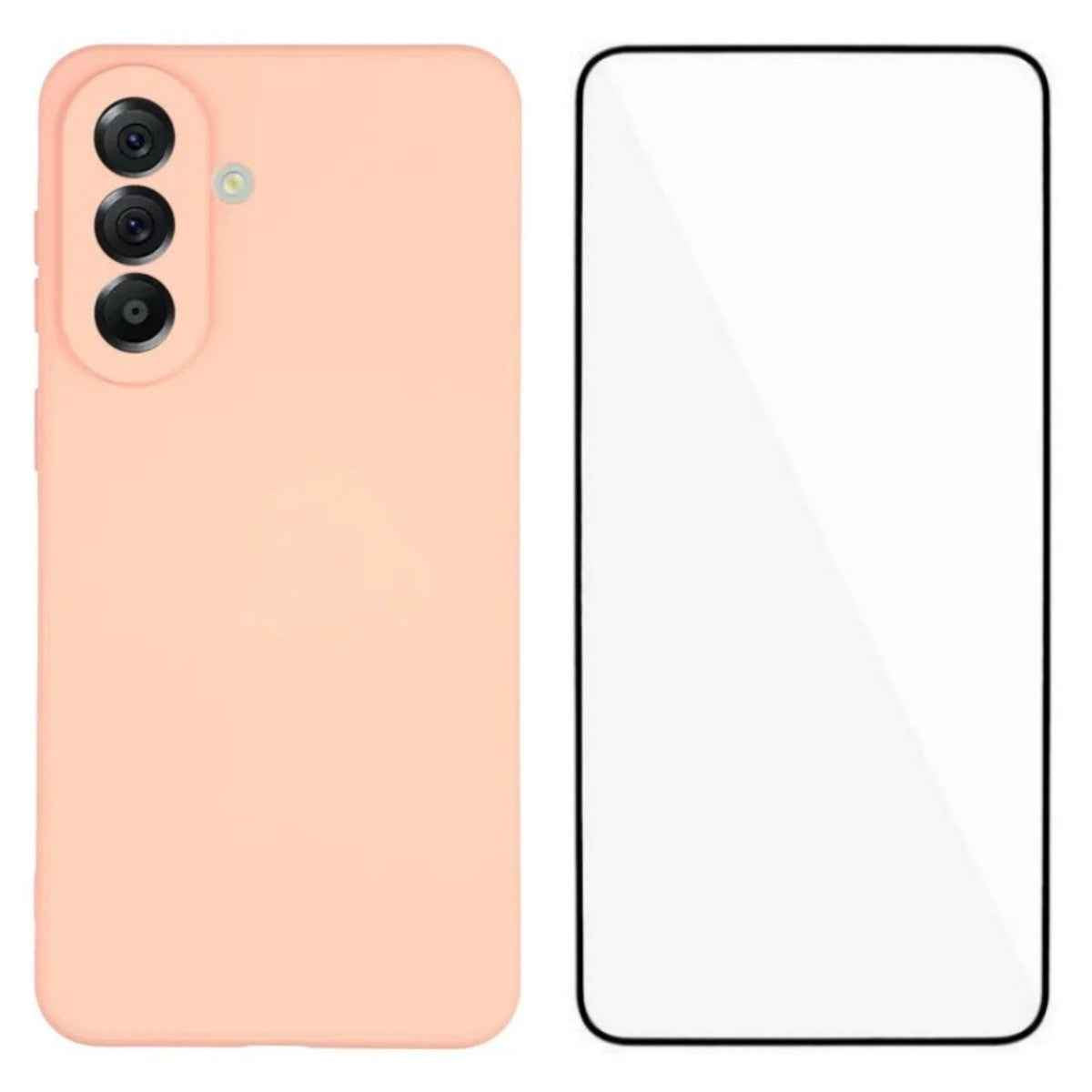 For Samsung Galaxy A57 5G Phone Case WANLONFENG RB2 Series TPU Back Cover with Tempered Glass - Pink