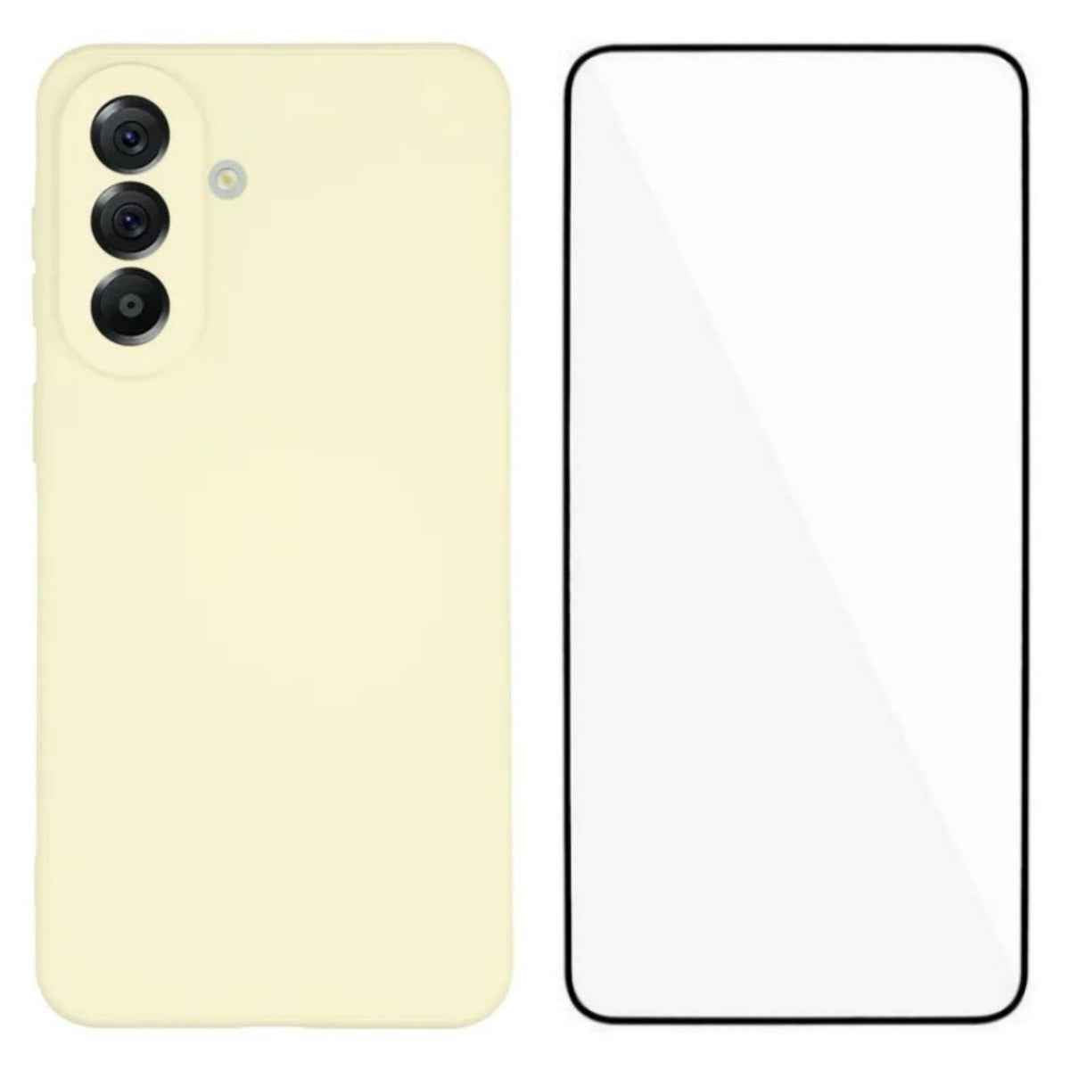 For Samsung Galaxy A57 5G Phone Case WANLONFENG RB2 Series TPU Back Cover with Tempered Glass - White