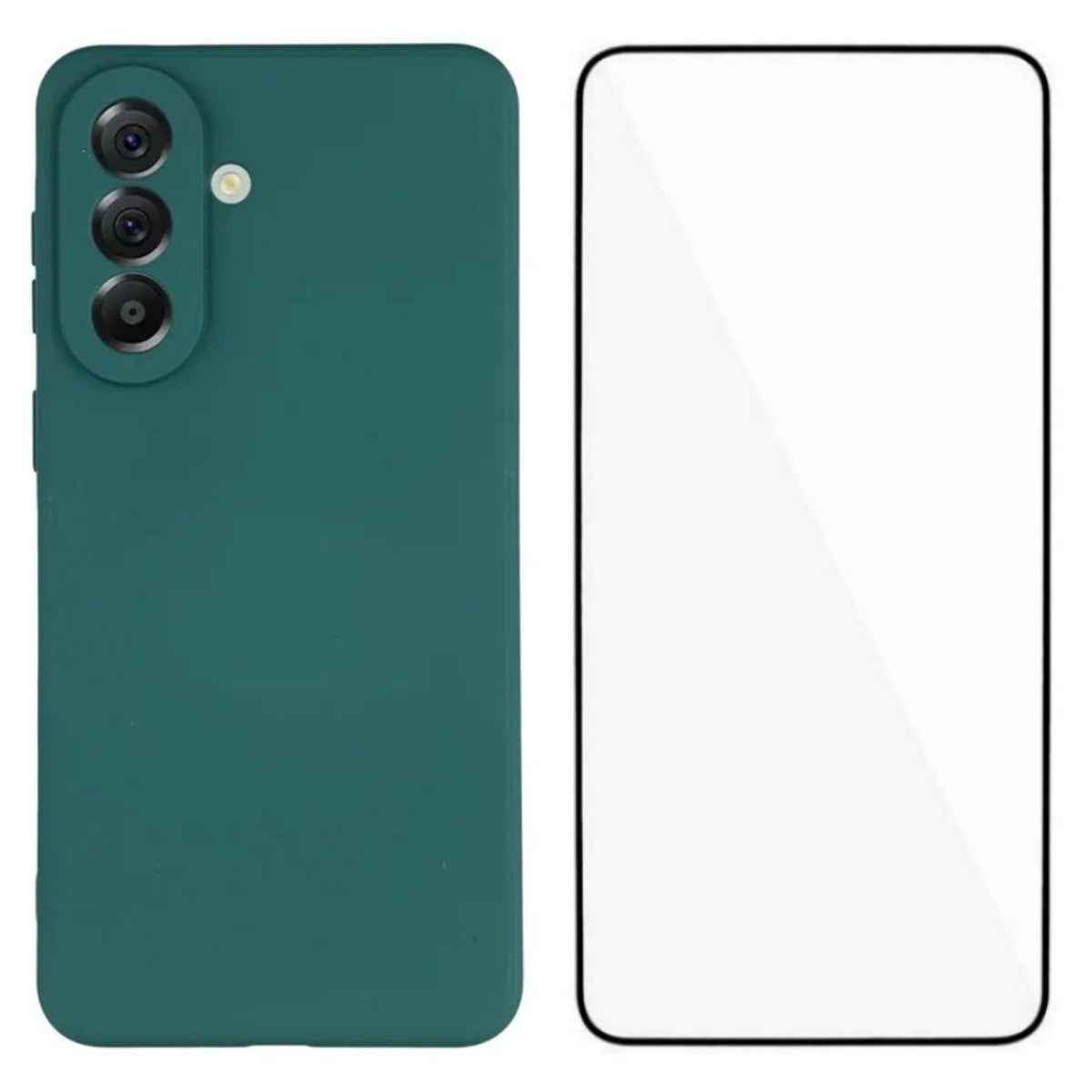 For Samsung Galaxy A57 5G Phone Case WANLONFENG RB2 Series TPU Back Cover with Tempered Glass - Army Green