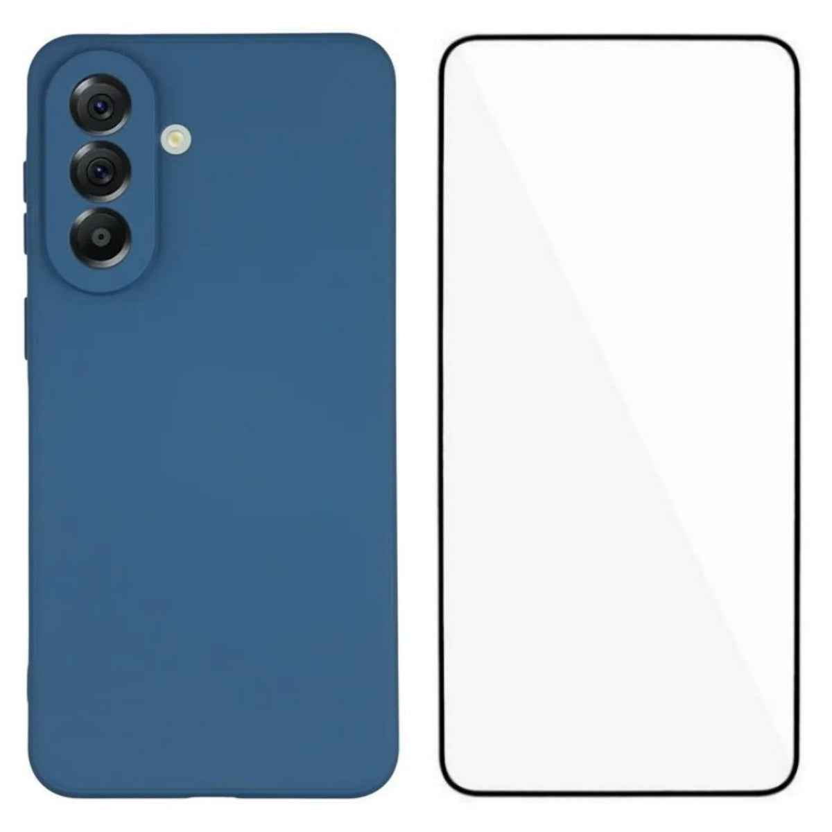 For Samsung Galaxy A57 5G Phone Case WANLONFENG RB2 Series TPU Back Cover with Tempered Glass - Sapphire