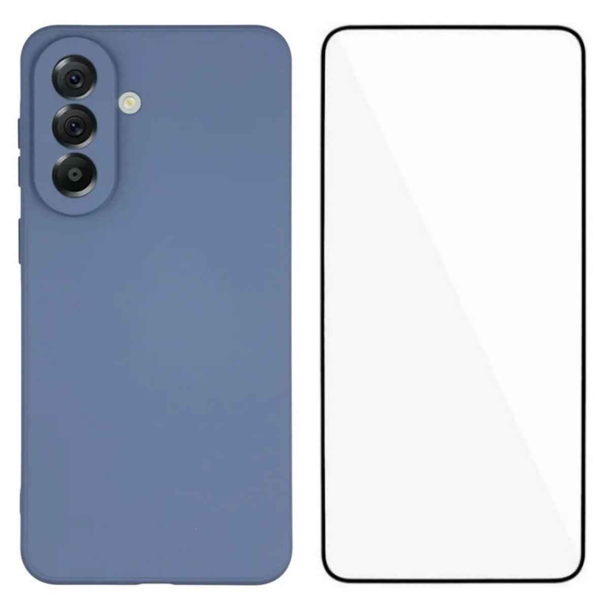 For Samsung Galaxy A57 5G Phone Case WANLONFENG RB2 Series TPU Back Cover with Tempered Glass - Lavender Grey