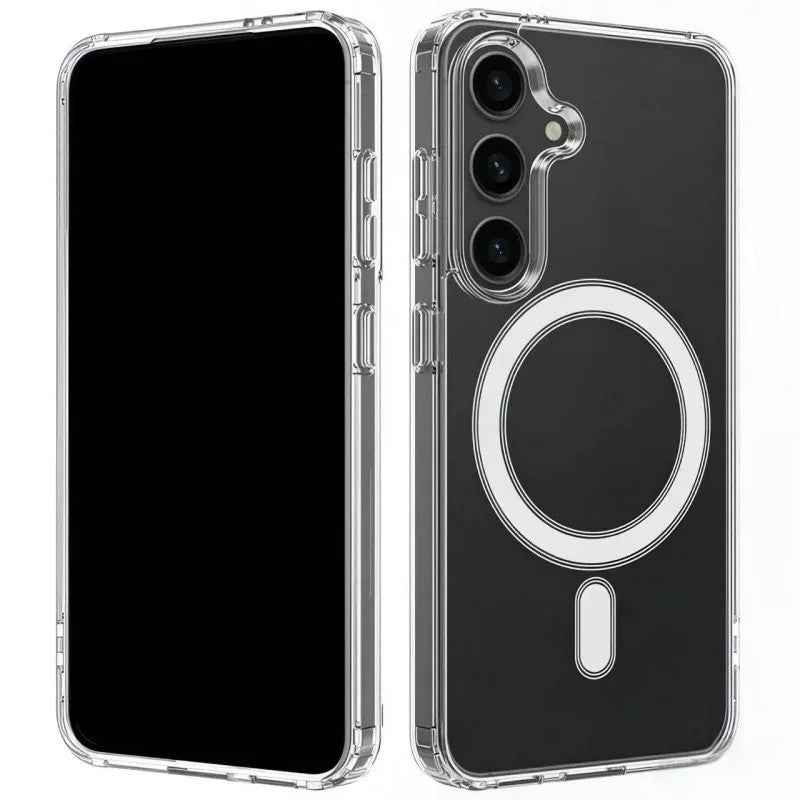 For Samsung Galaxy A57 5G Magnetic Case WANLONFENG LM Series Phone Cover with Screen Film (Big Lens Hole) - Transparent