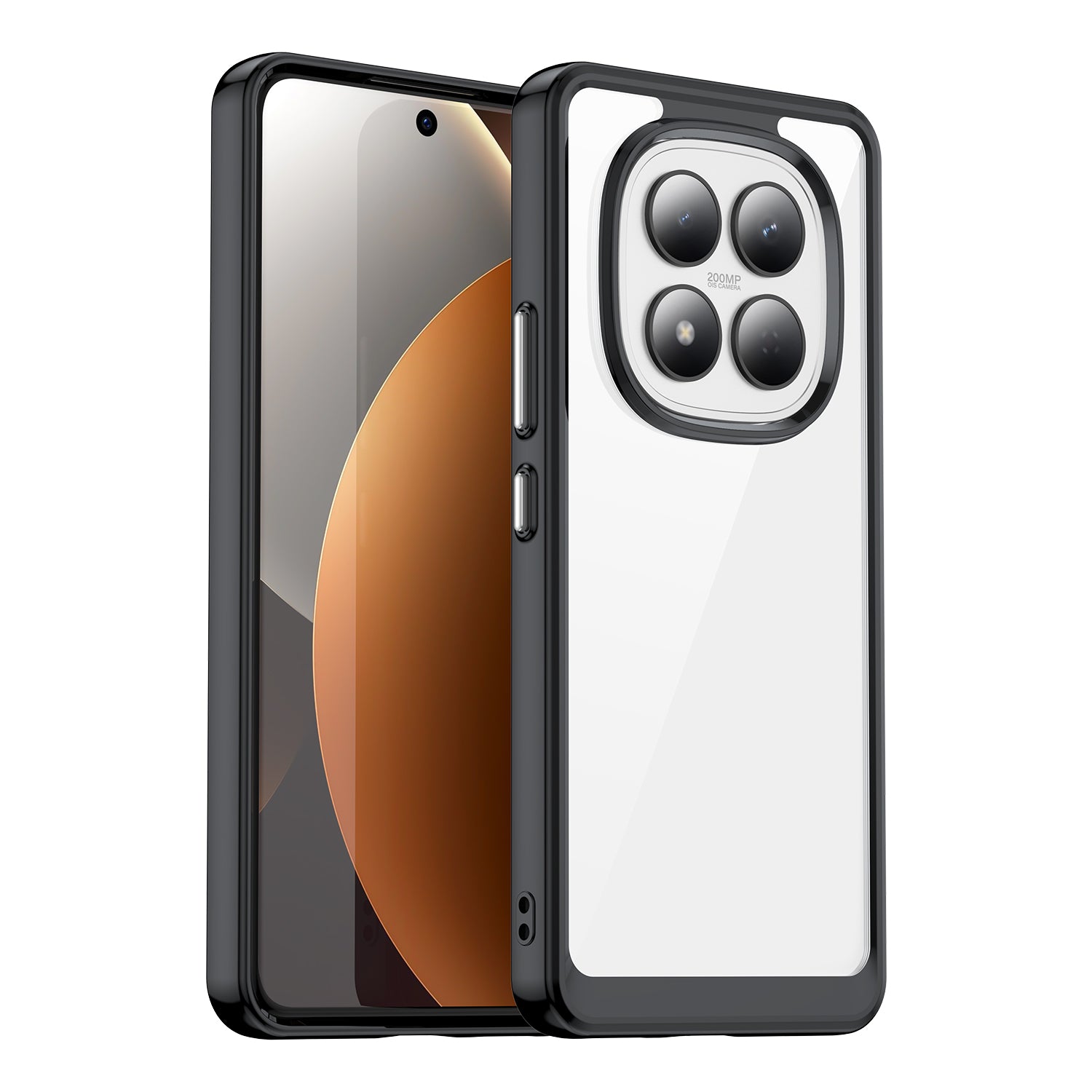 For Xiaomi Redmi Note 15 Pro 4G (Global) Phone Case WANLONFENG XC Series TPU Acrylic Cover with Tempered Glass (Big Lens Hole) - Black