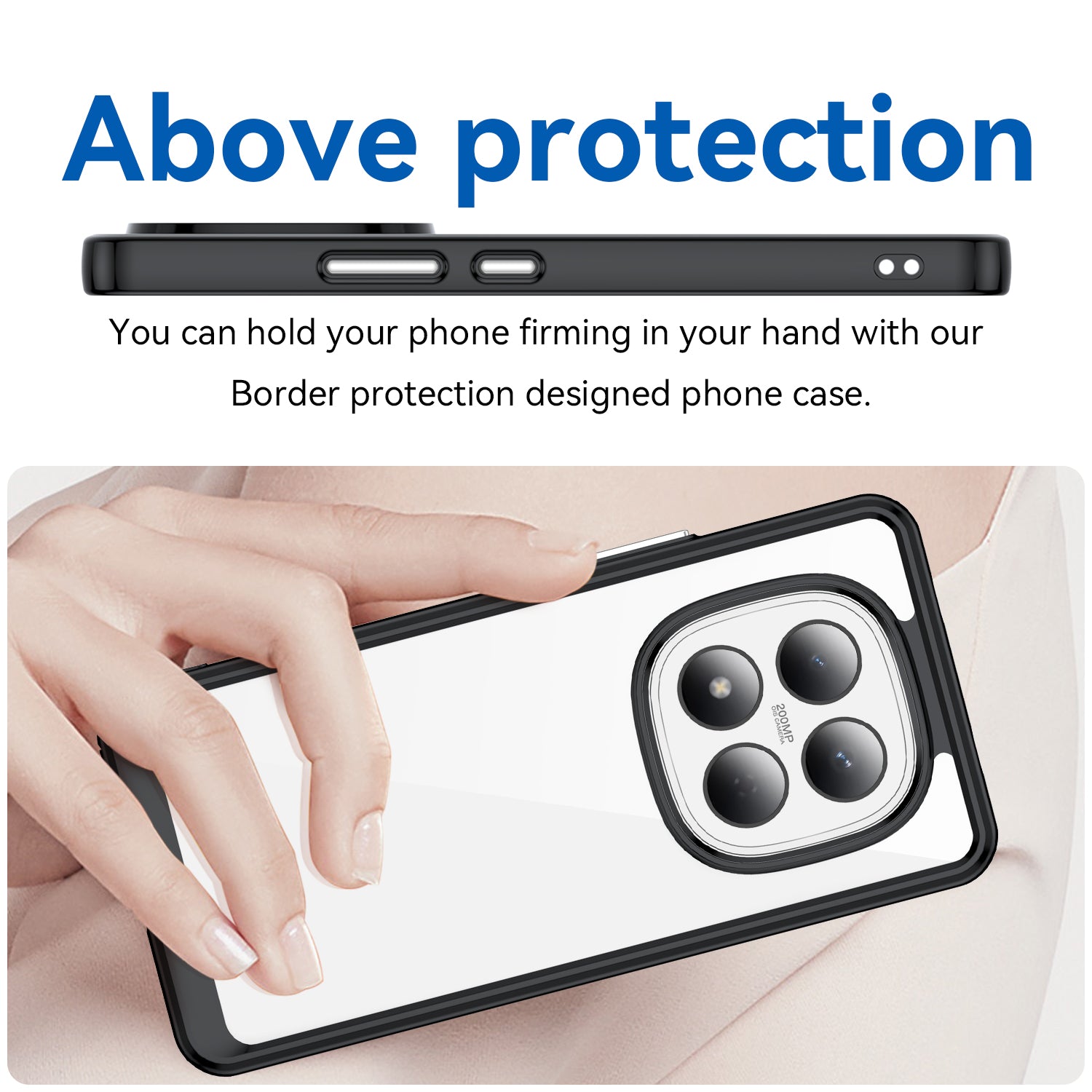 For Xiaomi Redmi Note 15 Pro 4G (Global) Phone Case WANLONFENG XC Series TPU Acrylic Cover with Tempered Glass (Big Lens Hole) - Black