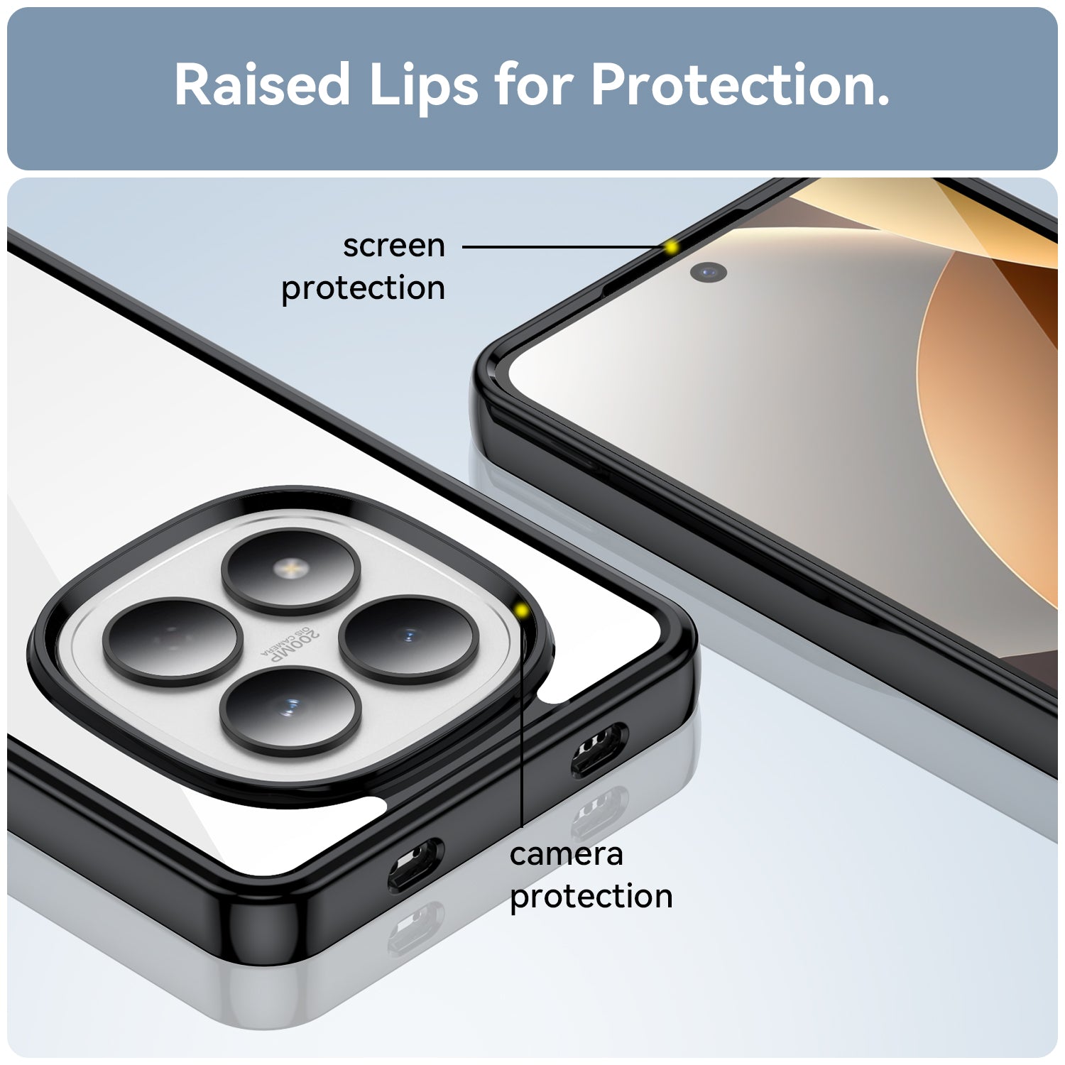 For Xiaomi Redmi Note 15 Pro 4G (Global) Phone Case WANLONFENG XC Series TPU Acrylic Cover with Tempered Glass (Big Lens Hole) - Black