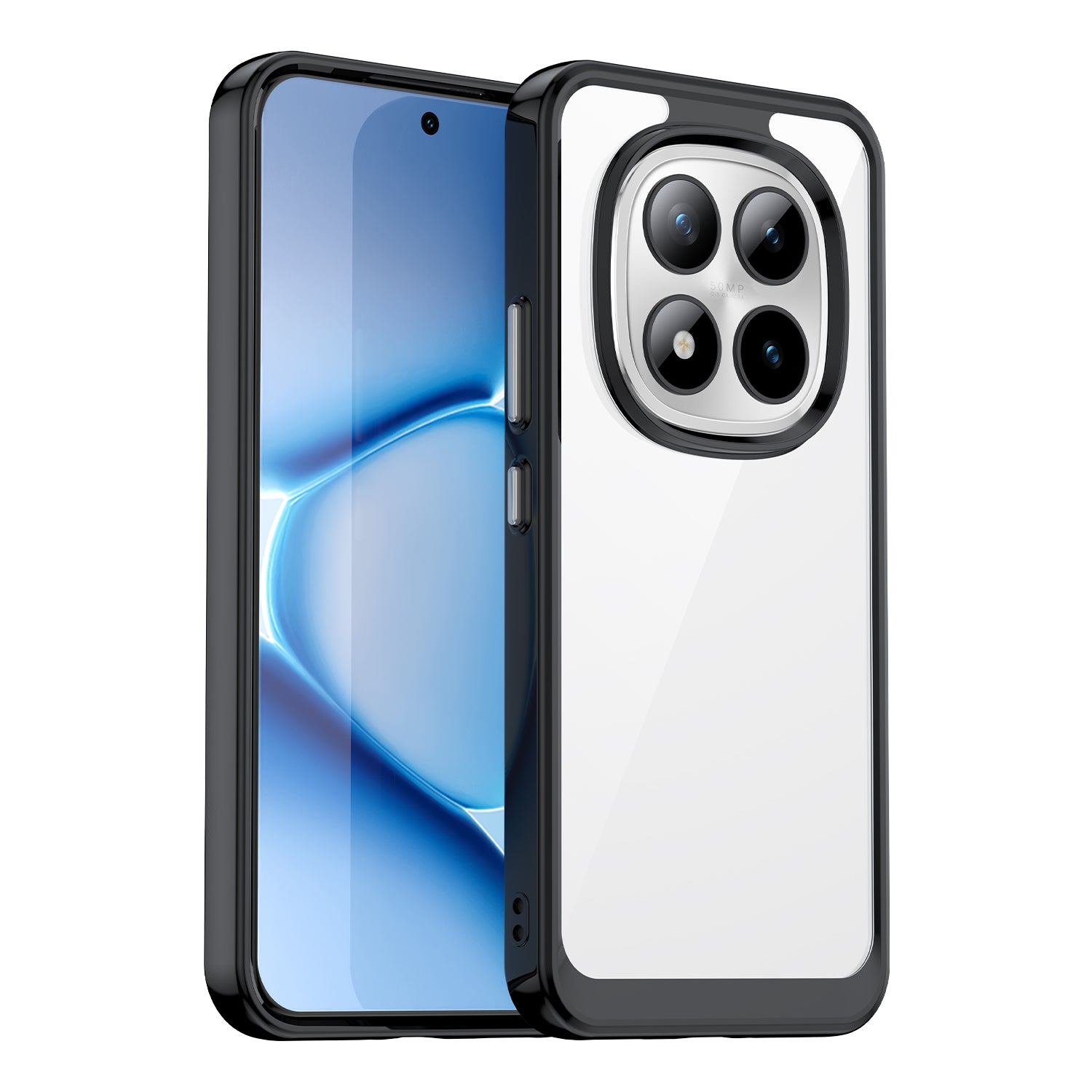 For Xiaomi Redmi Note 15 Pro 5G (Global) Phone Case WANLONFENG XC Series TPU Acrylic Cover with Tempered Glass (Big Lens Hole) - Black