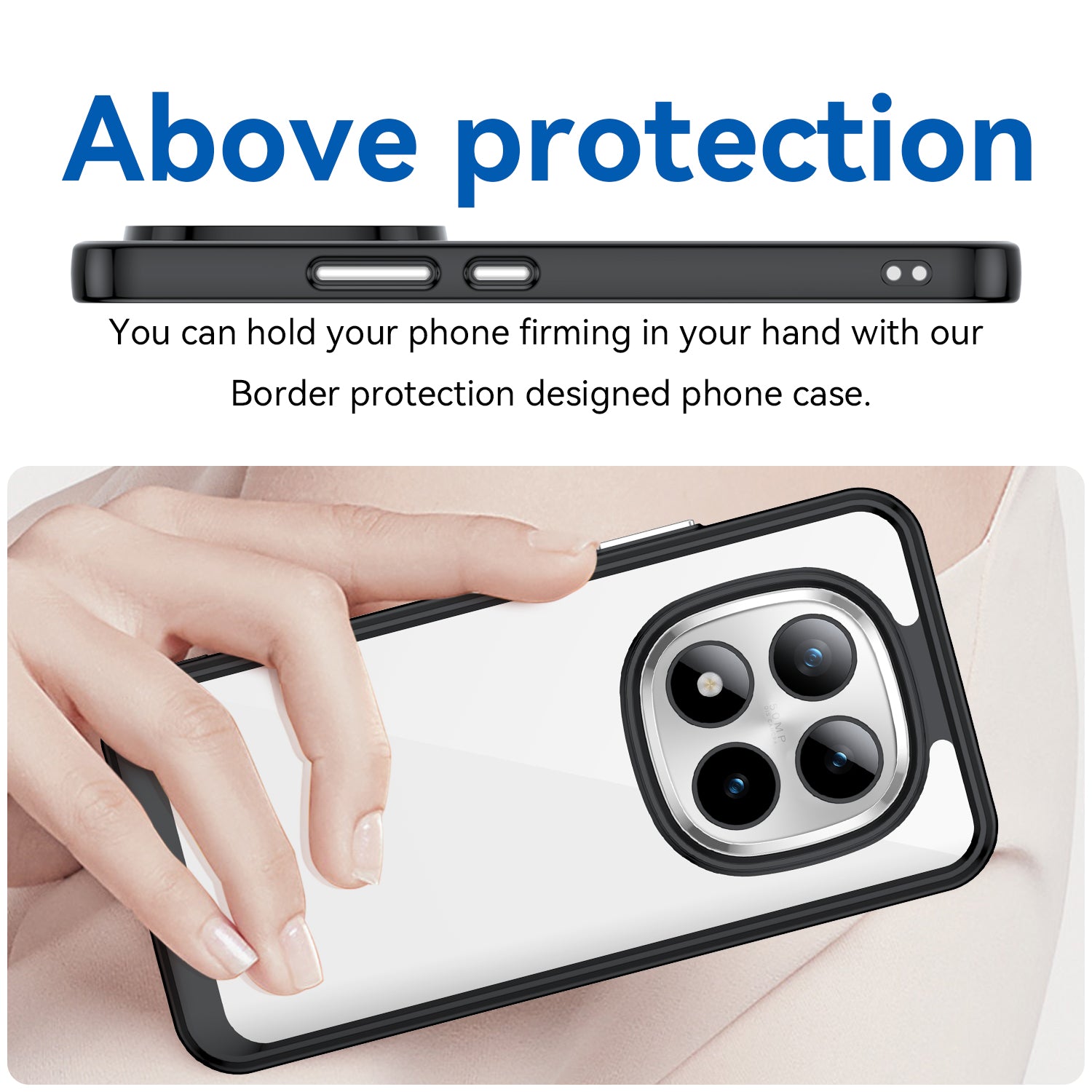 For Xiaomi Redmi Note 15 Pro 5G (Global) Phone Case WANLONFENG XC Series TPU Acrylic Cover with Tempered Glass (Big Lens Hole) - Black